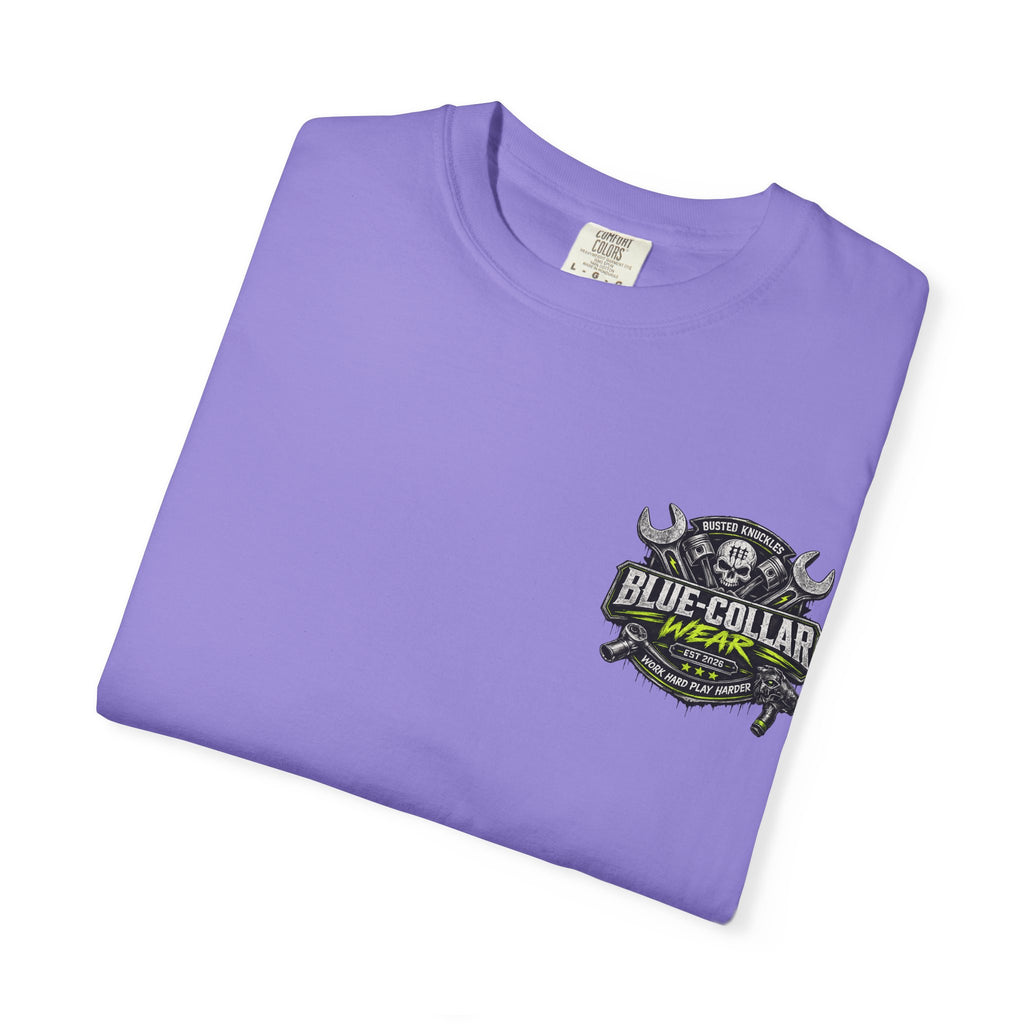 Blue-Collar Wear T-Shirt Mechanic – 'Work Hard Play Harder' Vintage Mechanics Tee