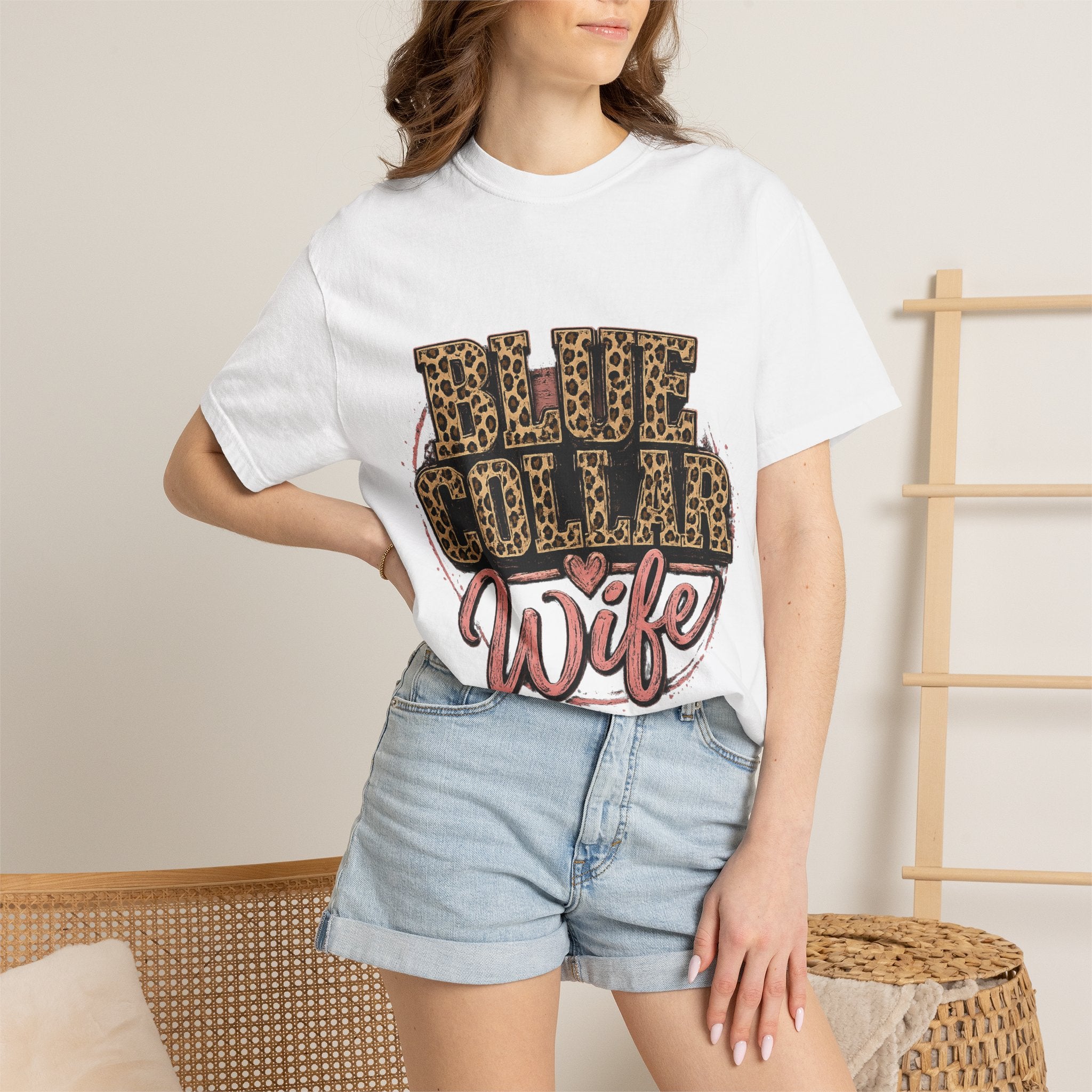 Blue Collar Wife T-Shirt — Leopard Print "Blue Collar Wife" Graphic Tee