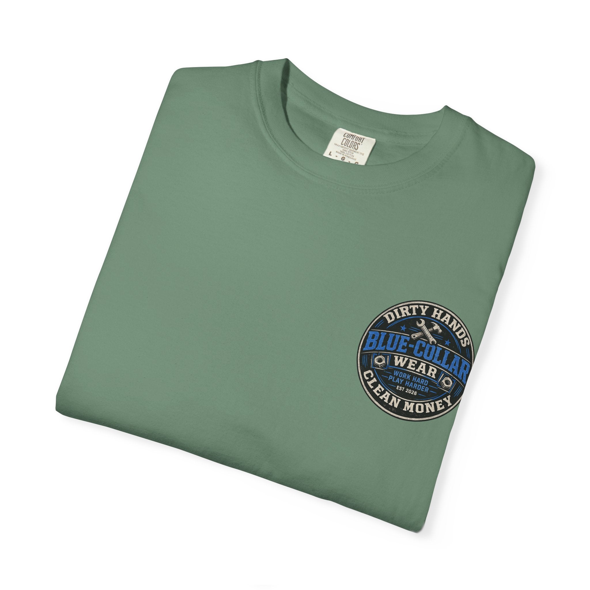 Blue-Collar T-Shirt — "Dirty Hands, Clean Money" Workwear Graphic Tee