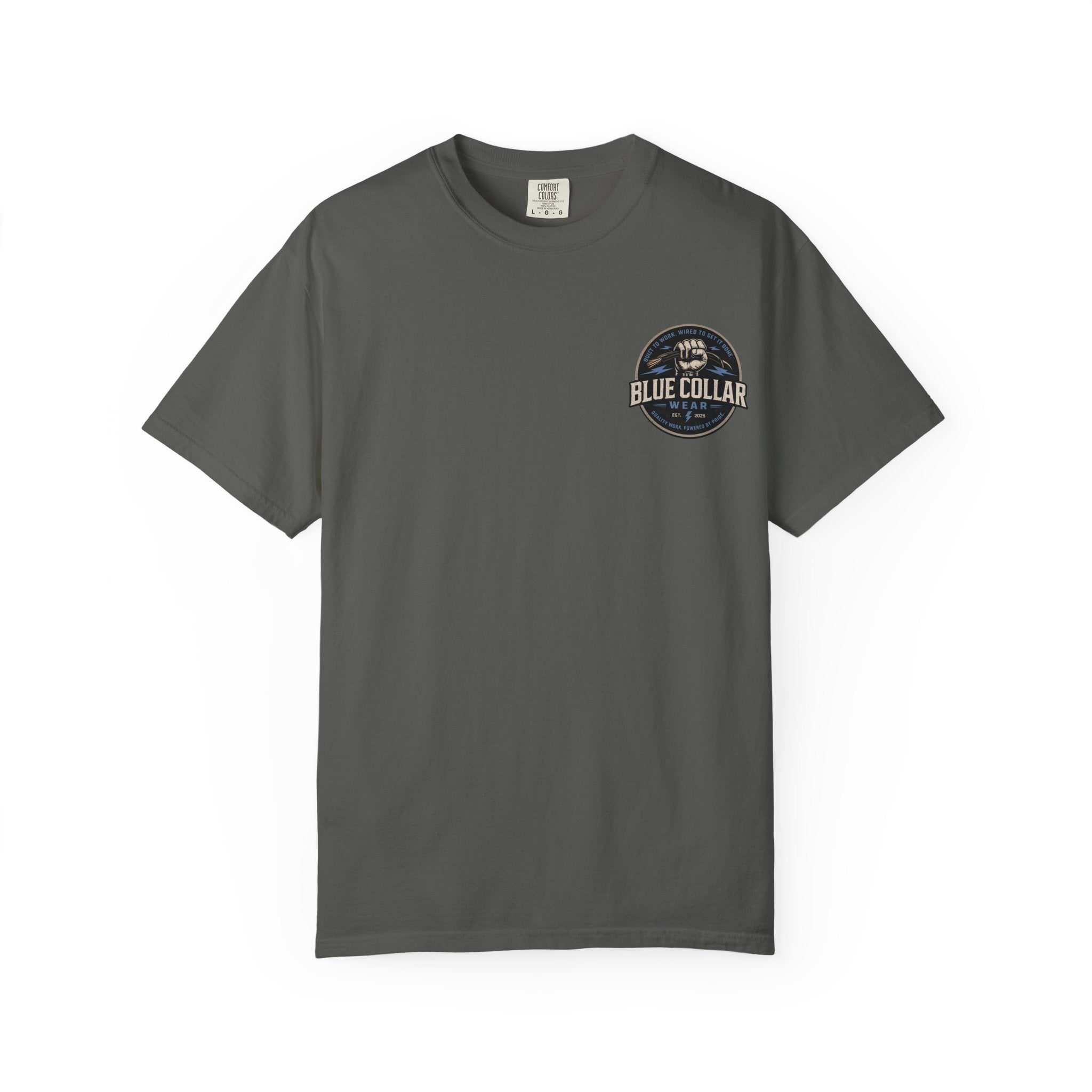 Blue Collar T-Shirt — Retro Workwear Fist Logo