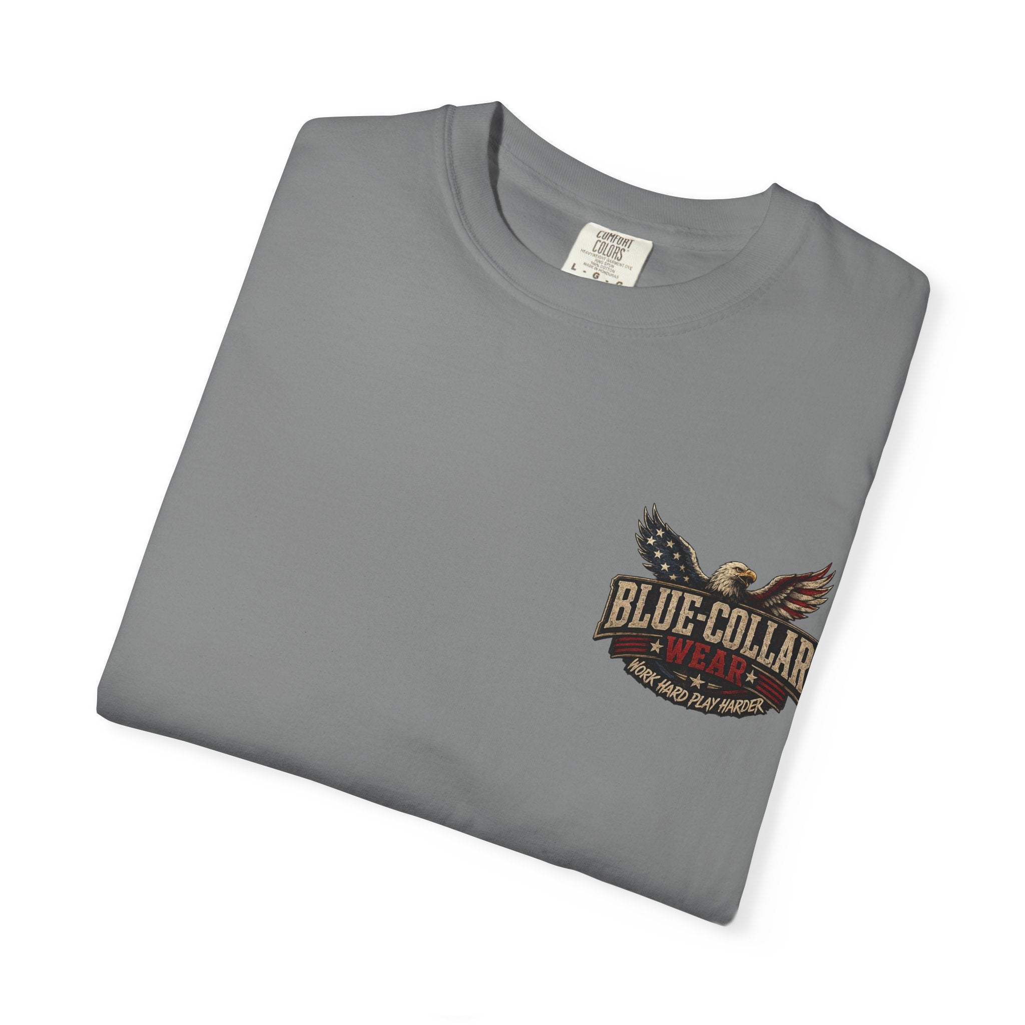 Merica Bigfoot Flag T-Shirt — 'Blue Collar' Patriotic Graphic Tee
