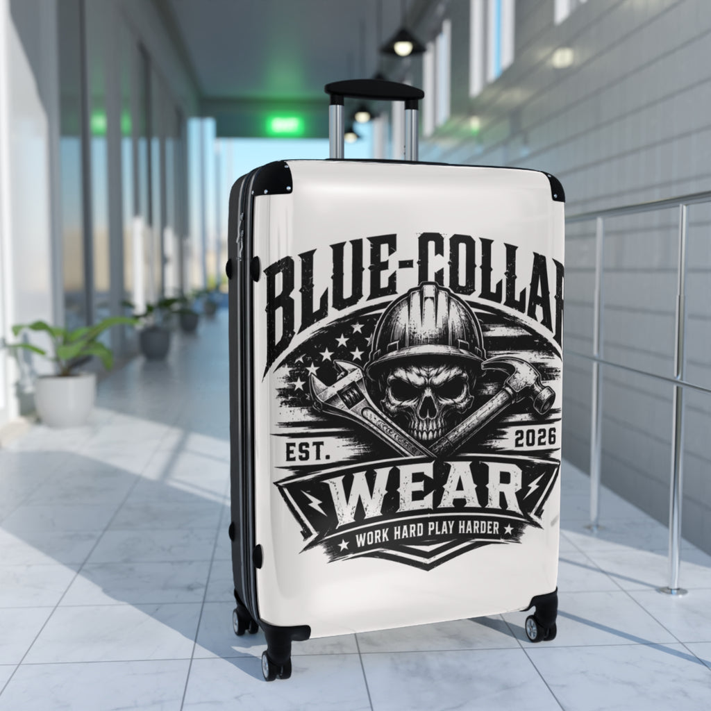 Suitcase — Blue Collar Wear Skull Luggage | Work Hard Play Hard Travel Case