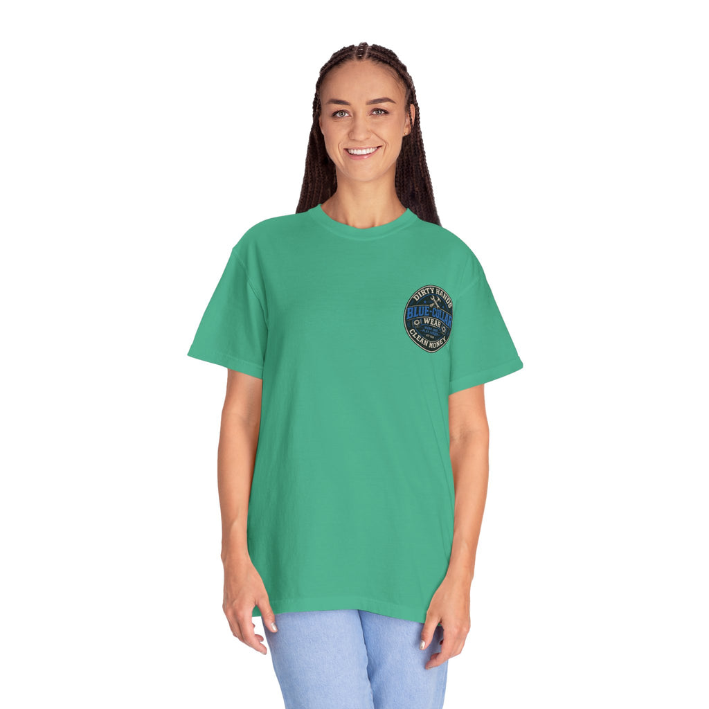 Blue-Collar T-Shirt — "Dirty Hands, Clean Money" Workwear Graphic Tee