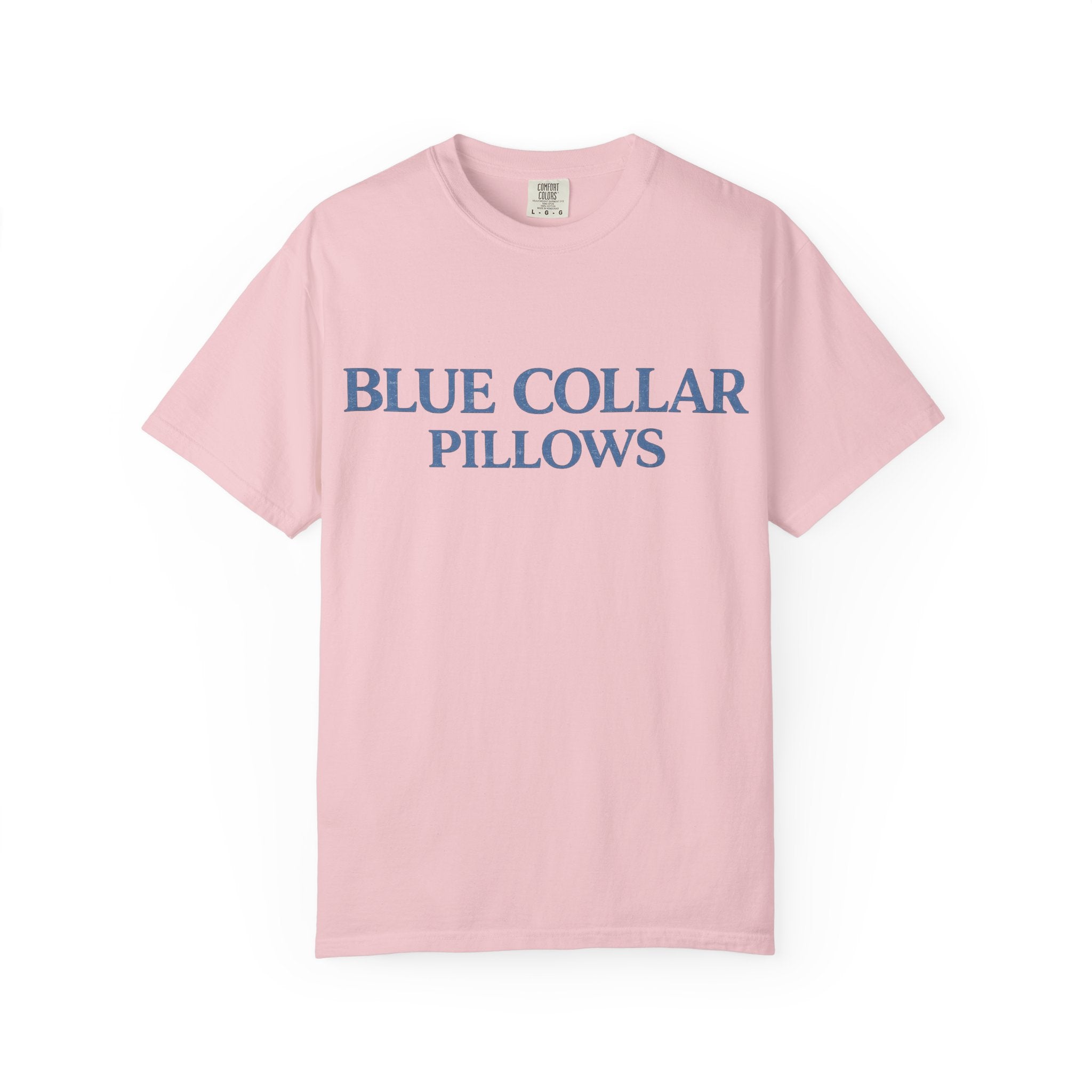 Blue Collar Pillows T-Shirt — Vintage Serif Logo Tee