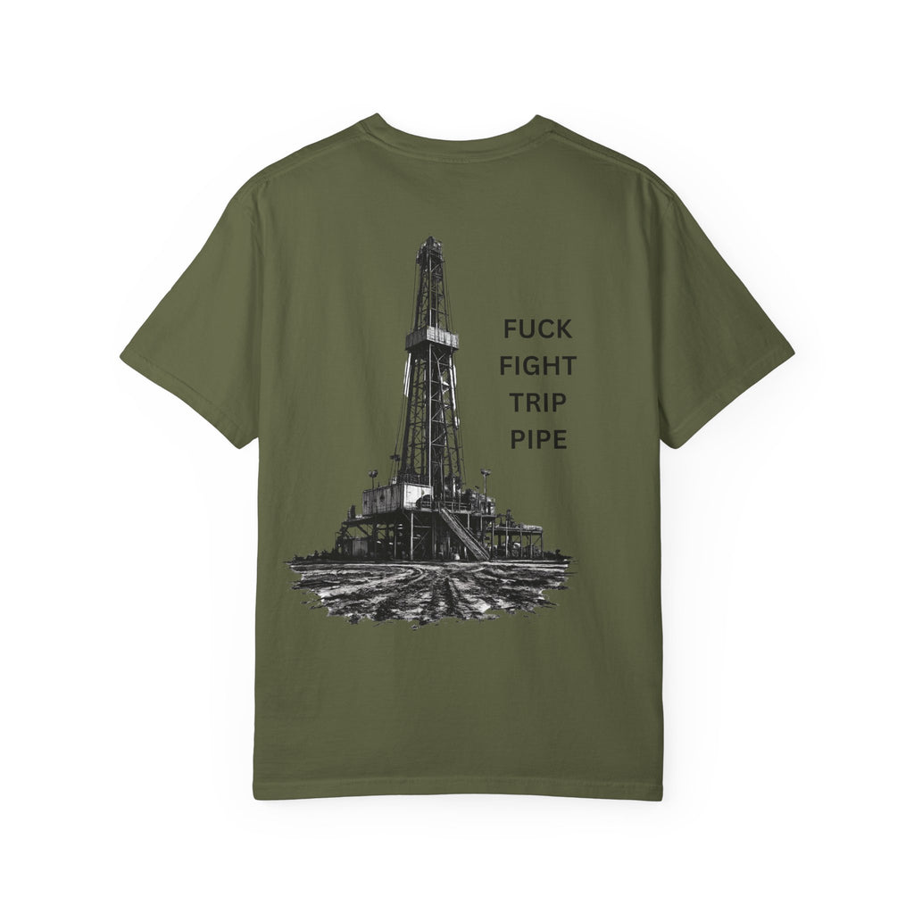 Oil Rig Illustration T-shirt | Fuck Fight Trip Pipe