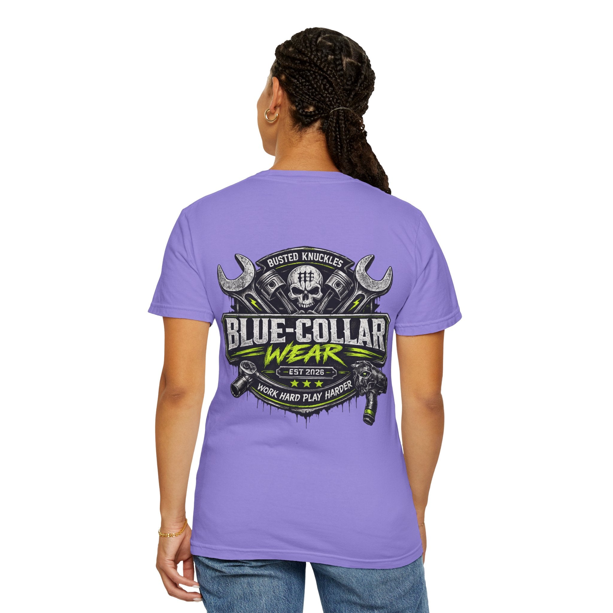Blue-Collar Wear T-Shirt Mechanic – 'Work Hard Play Harder' Vintage Mechanics Tee