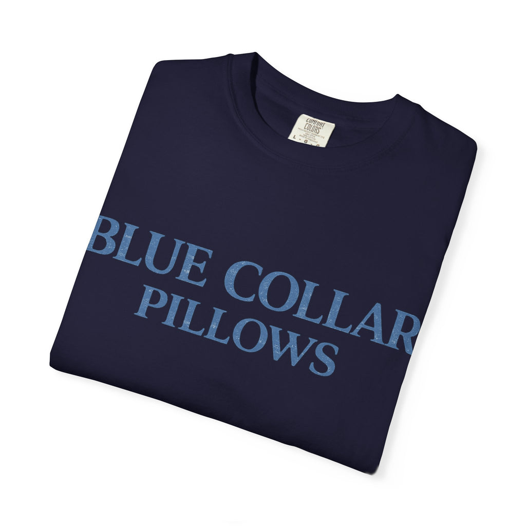 Blue Collar Pillows T-Shirt — Vintage Serif Logo Tee