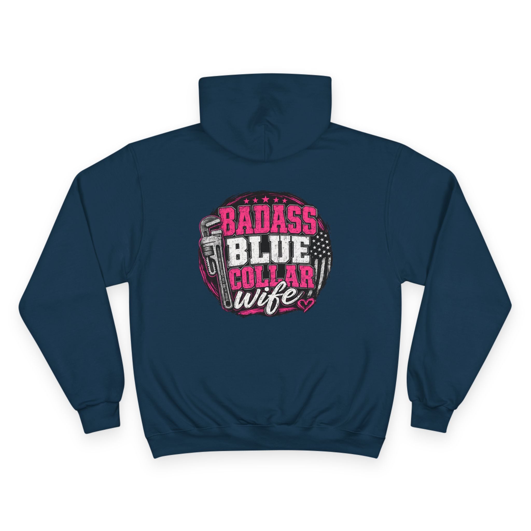 Badass Blue Collar Wife Hoodie — Patriotic Blue-Collar Wife Pullover