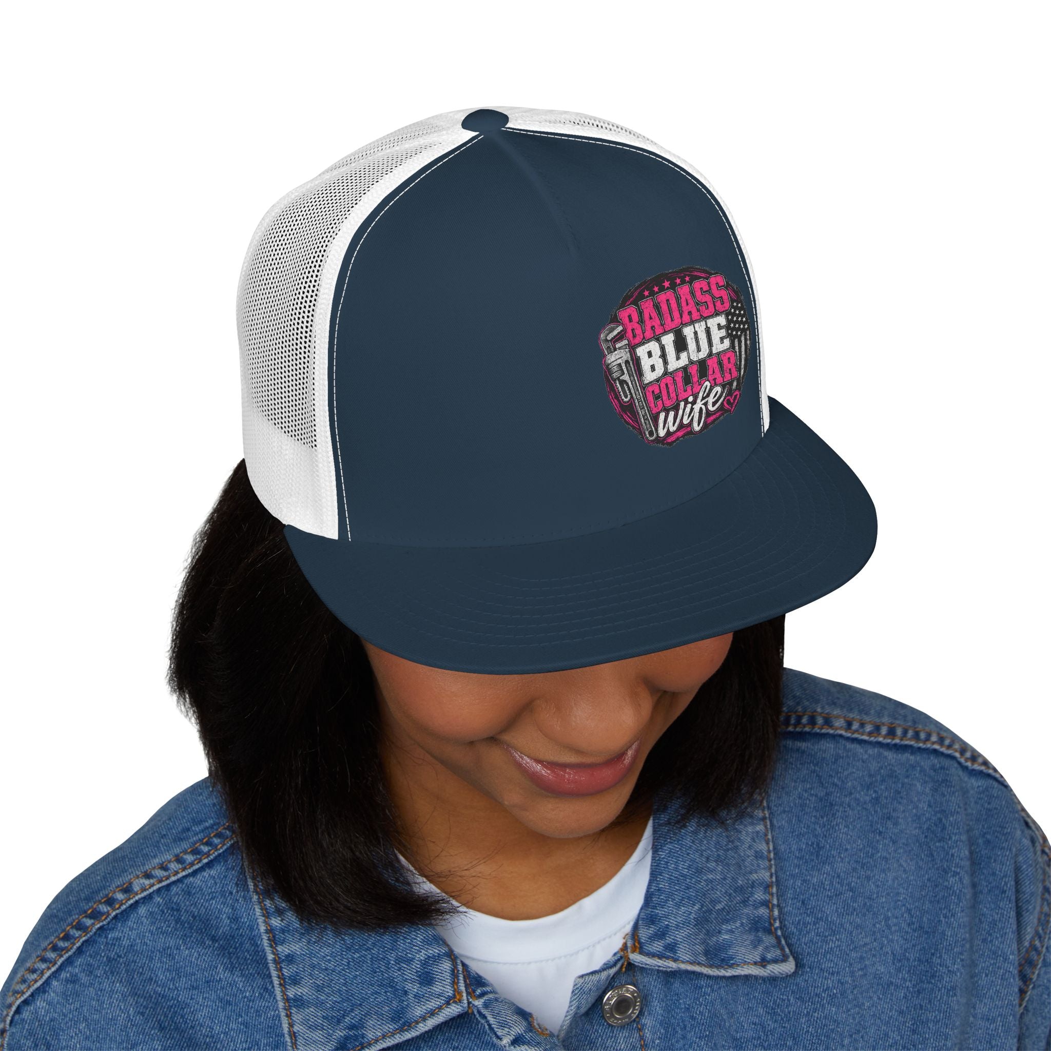 Badass Blue Collar Wife Trucker Cap