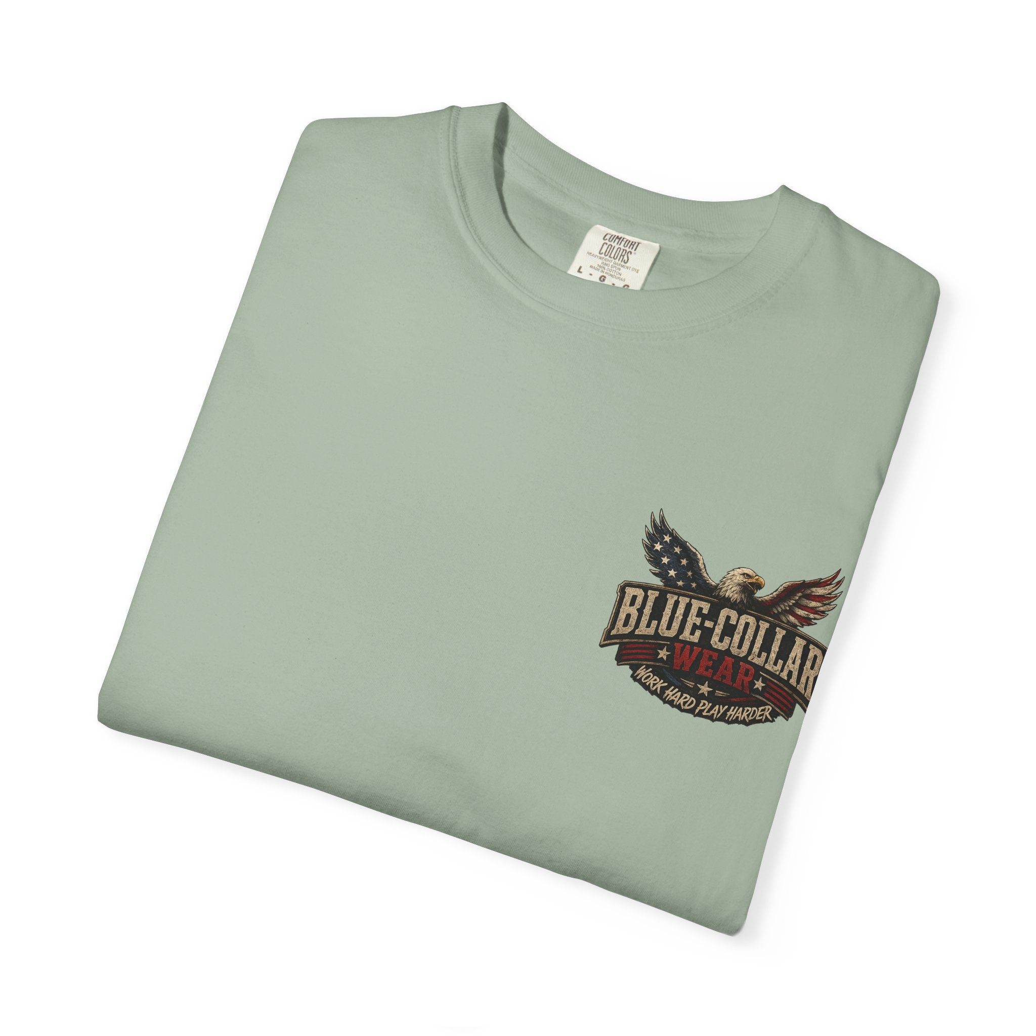 Merica Bigfoot Flag T-Shirt — 'Blue Collar' Patriotic Graphic Tee