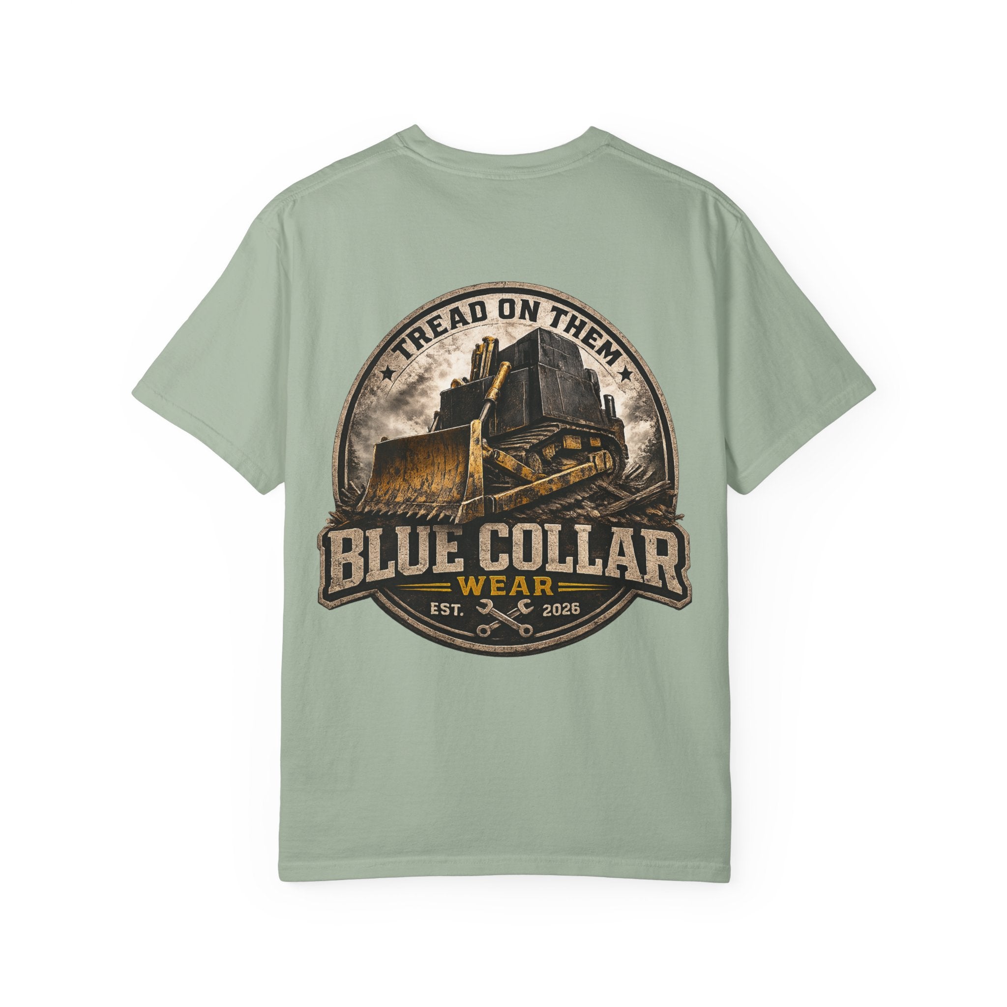 Blue Collar T-Shirt — "Tread On Them" Bulldozer Workwear Tee