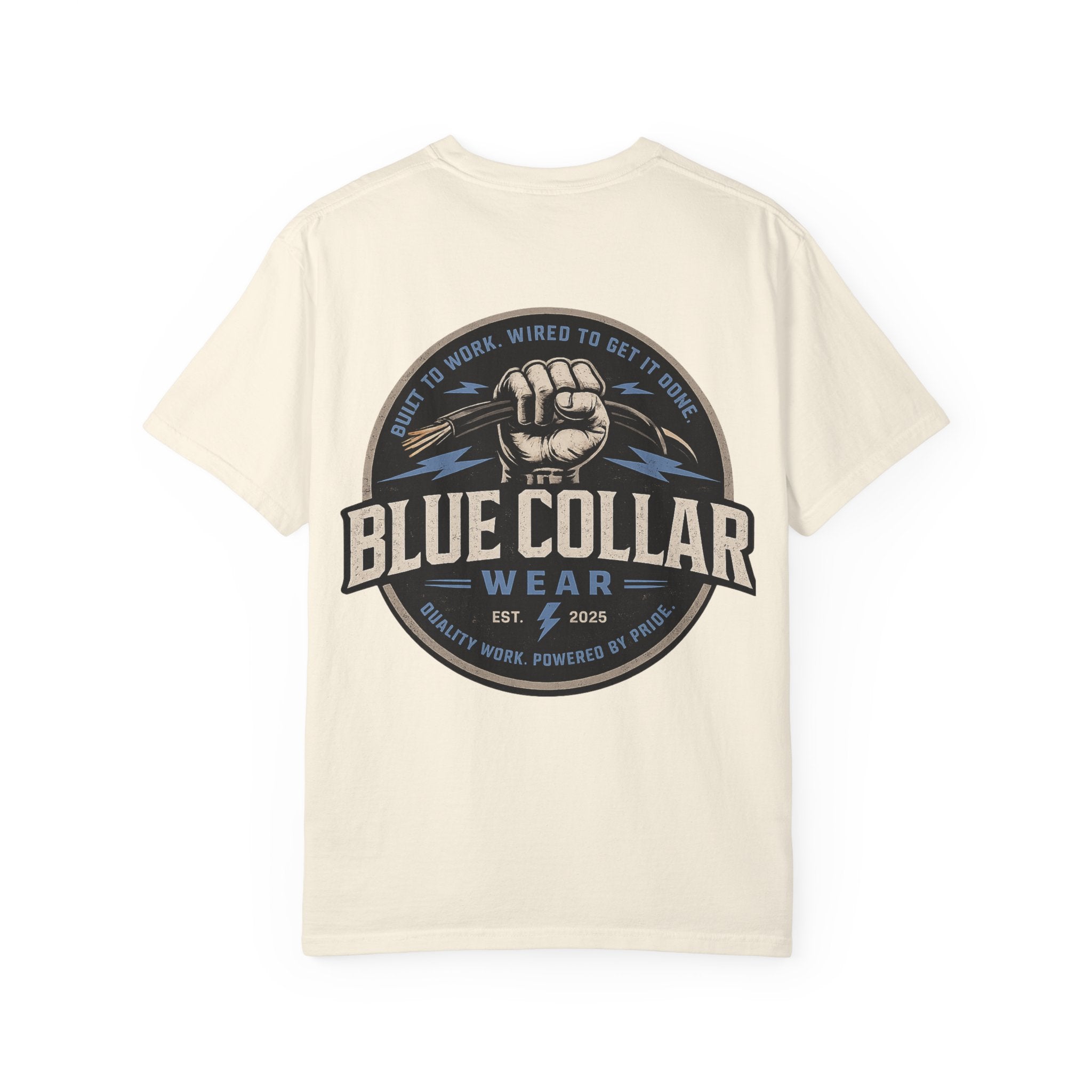 Blue Collar T-Shirt — Retro Workwear Fist Logo