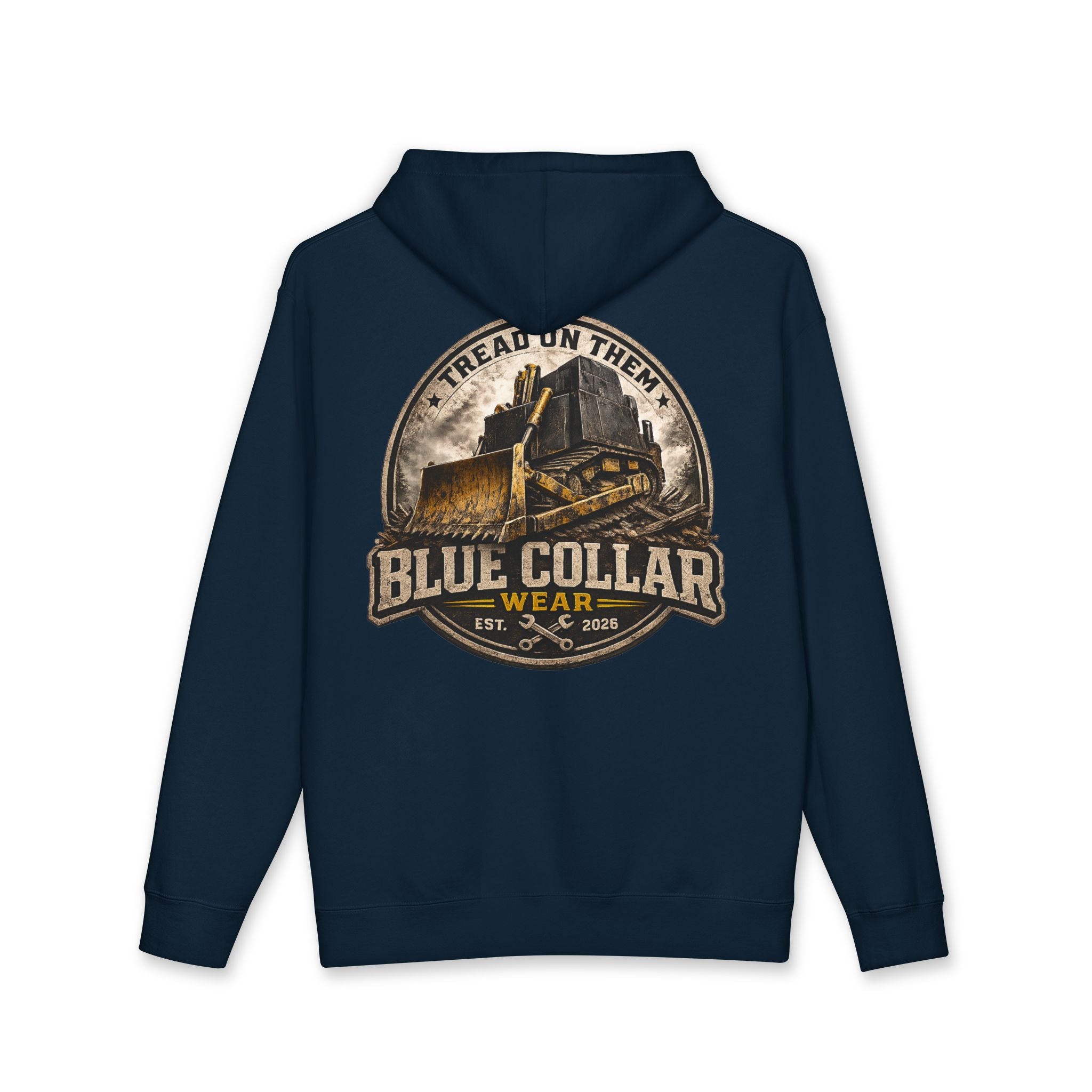 Blue Collar Hoodie — Vintage Workwear 'Tread On Them' Heavyweight Hooded Sweatshirt
