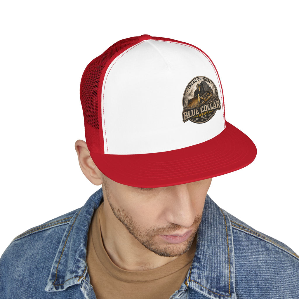Blue Collar Workwear Trucker Cap — Lead On Team Vintage Construction Logo