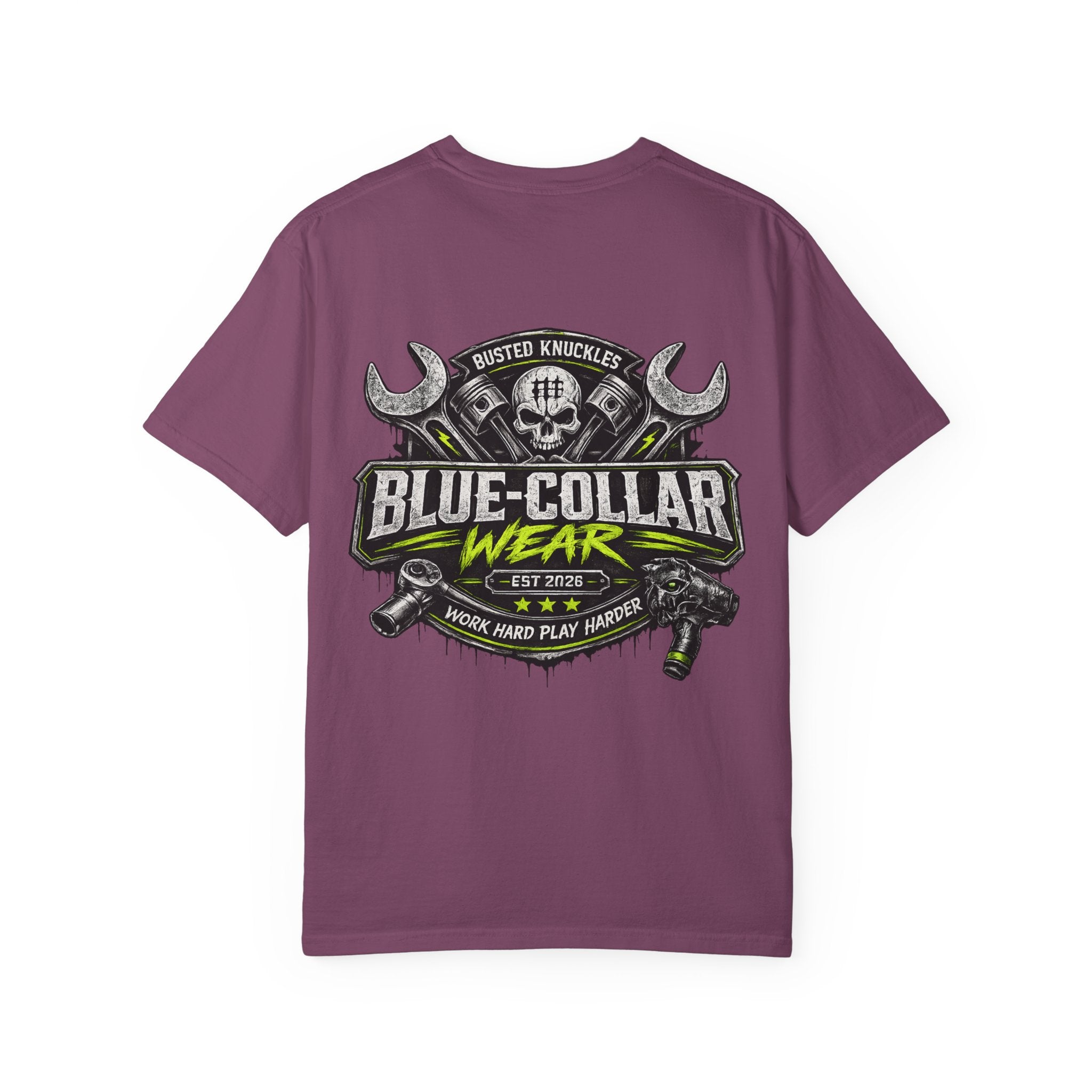 Blue-Collar Wear T-Shirt Mechanic – 'Work Hard Play Harder' Vintage Mechanics Tee