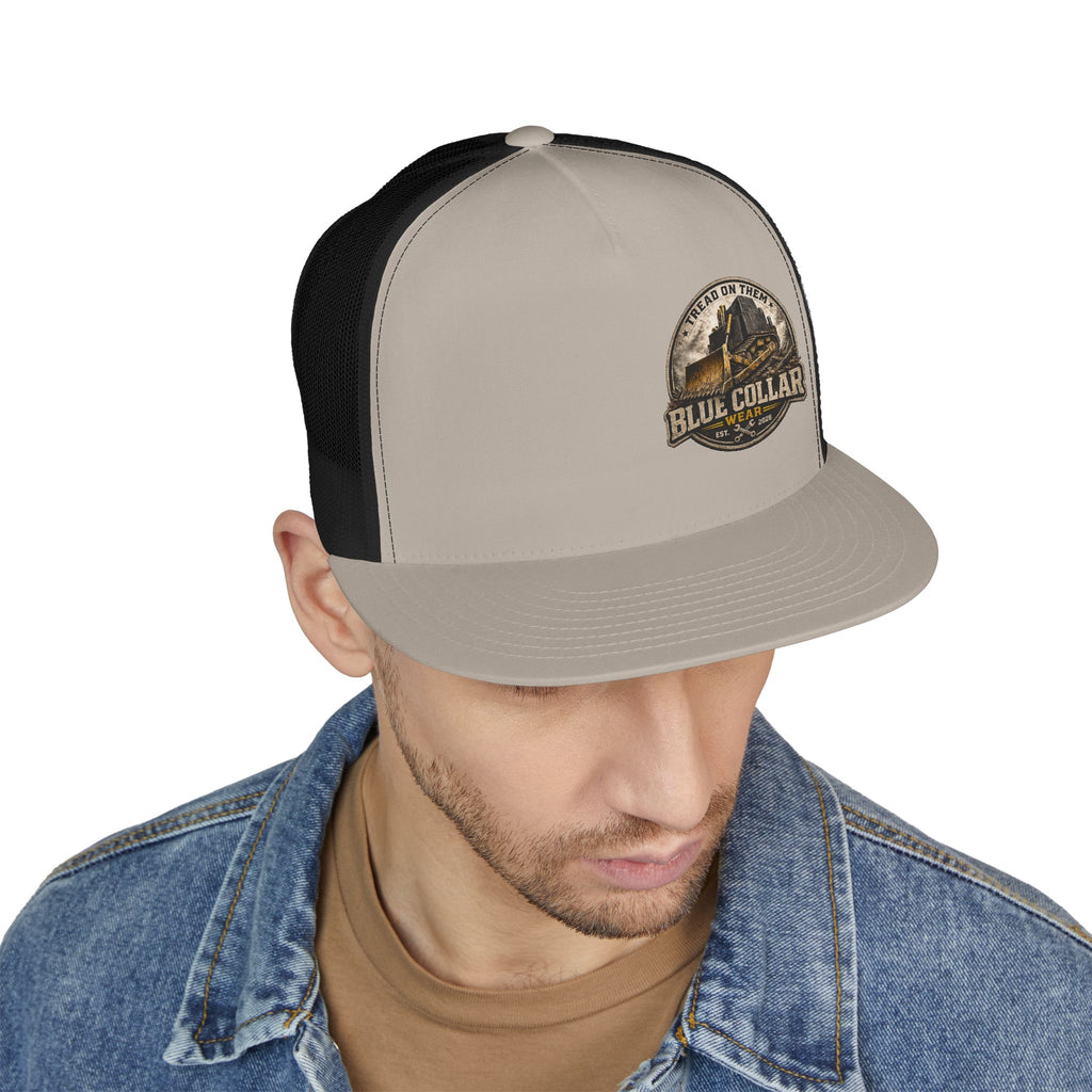 Blue Collar Workwear Trucker Cap — Lead On Team Vintage Construction Logo