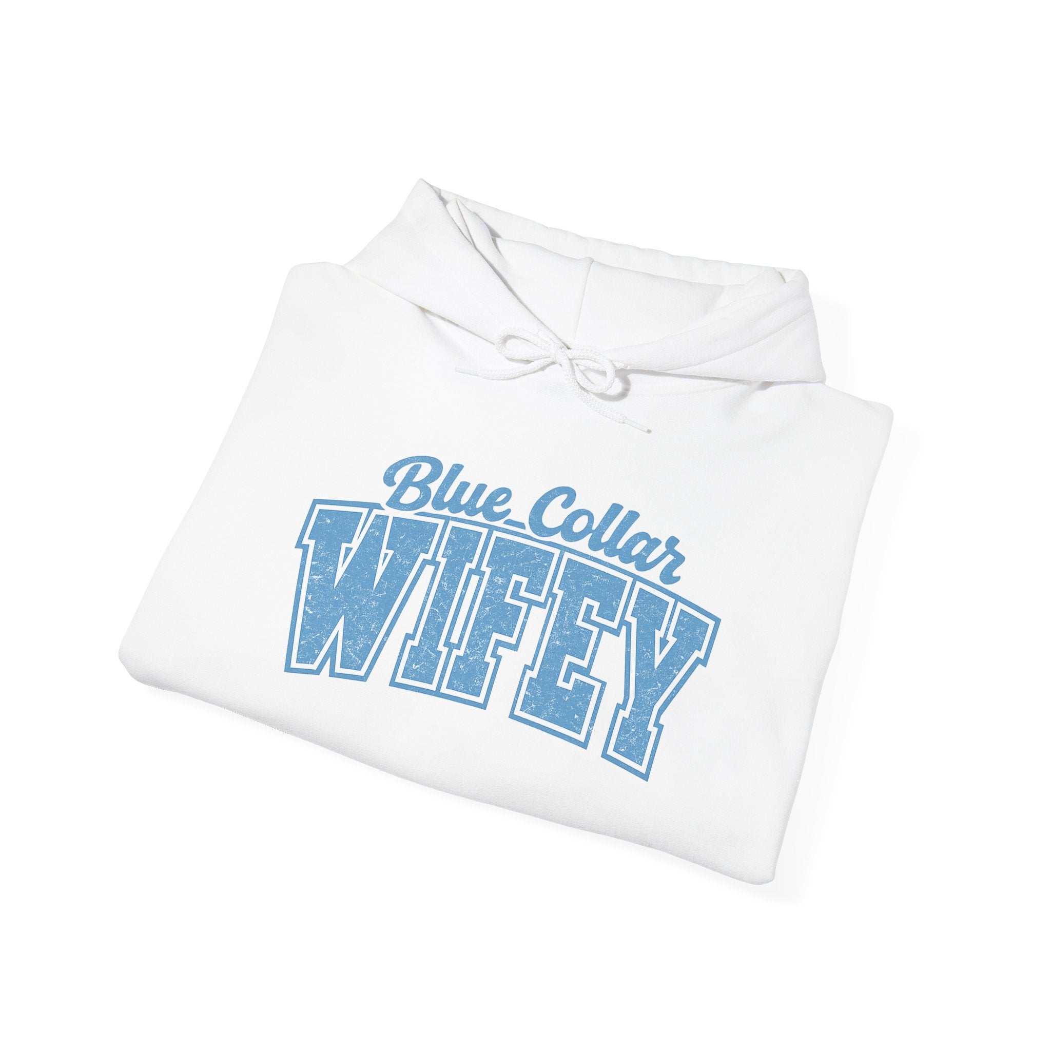 Blue Collar Wifey Hoodie – Retro Varsity Wife Sweatshirt
