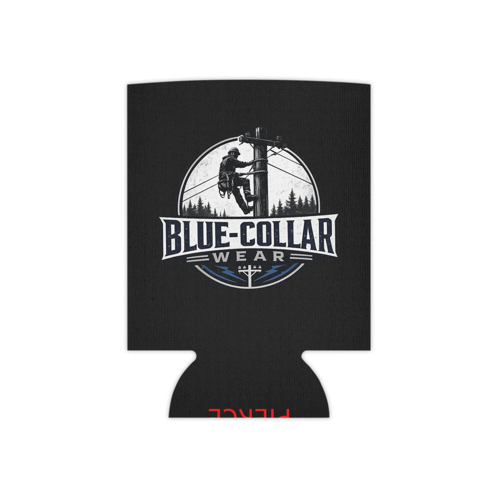 Blue-Collar Wear Can Cooler – Red Insulated Beer Koozie with Lineman Logo