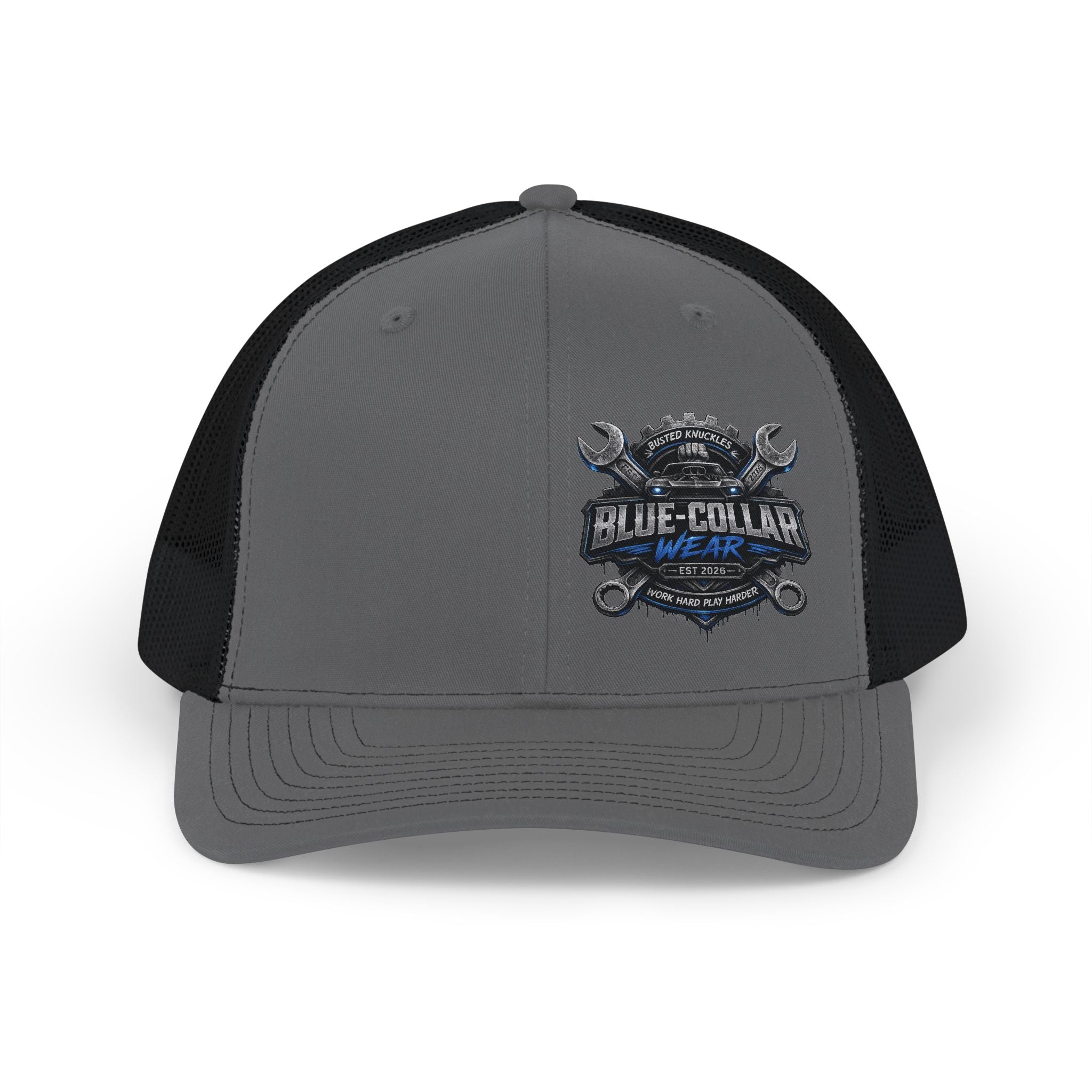 Trucker Cap — Blue Collar Mechanic Emblem Snapback
