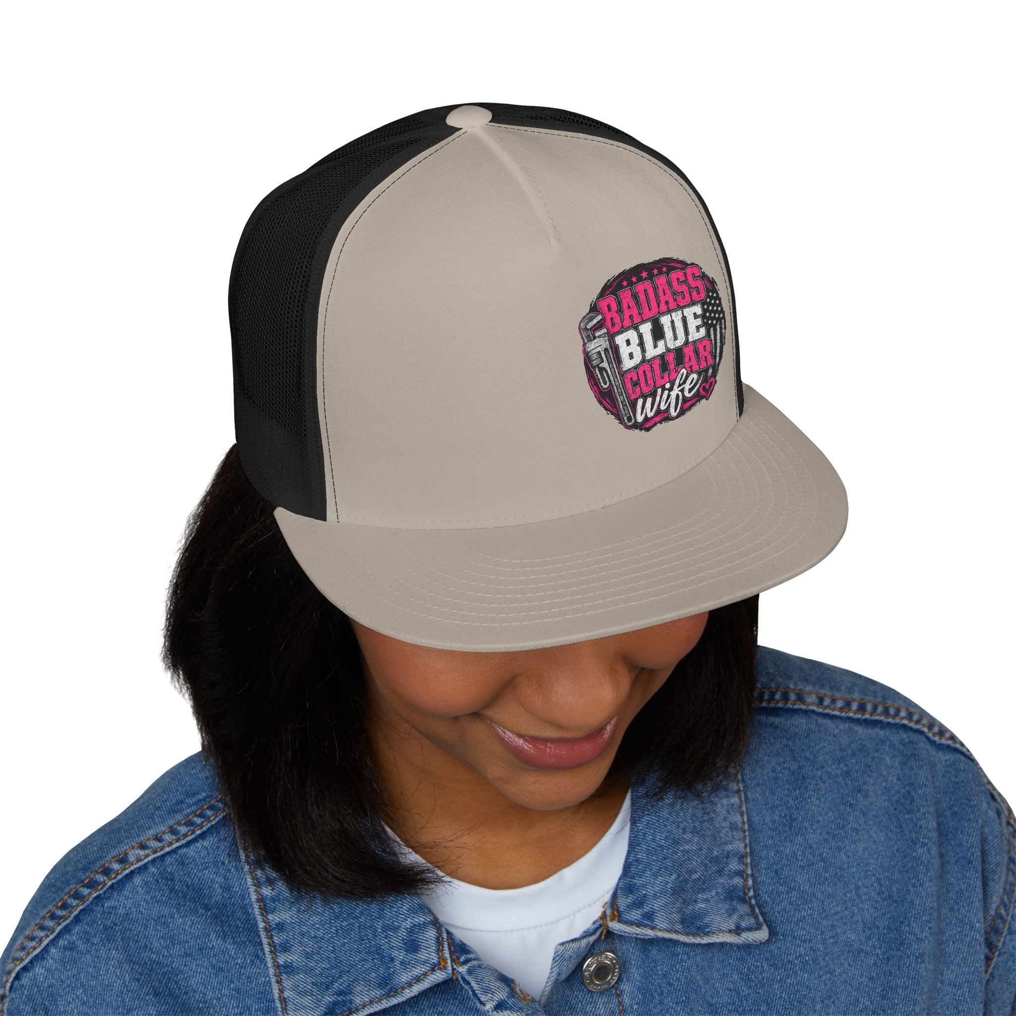 Badass Blue Collar Wife Trucker Cap