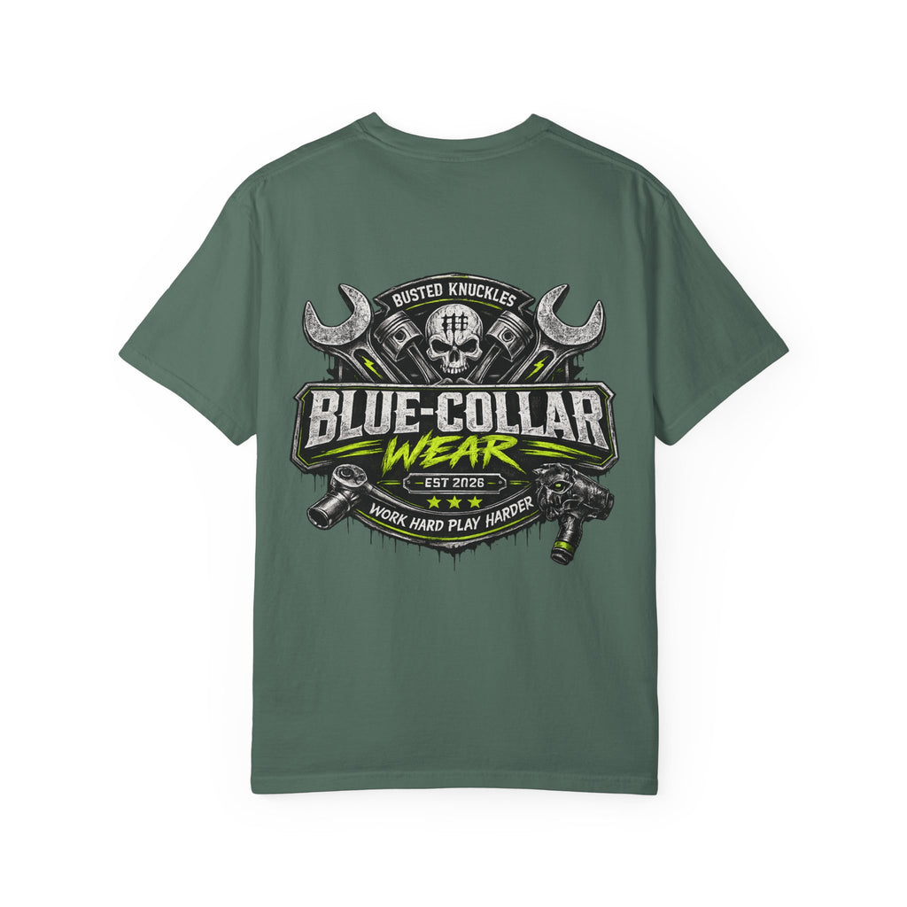 Blue-Collar Wear T-Shirt Mechanic – 'Work Hard Play Harder' Vintage Mechanics Tee