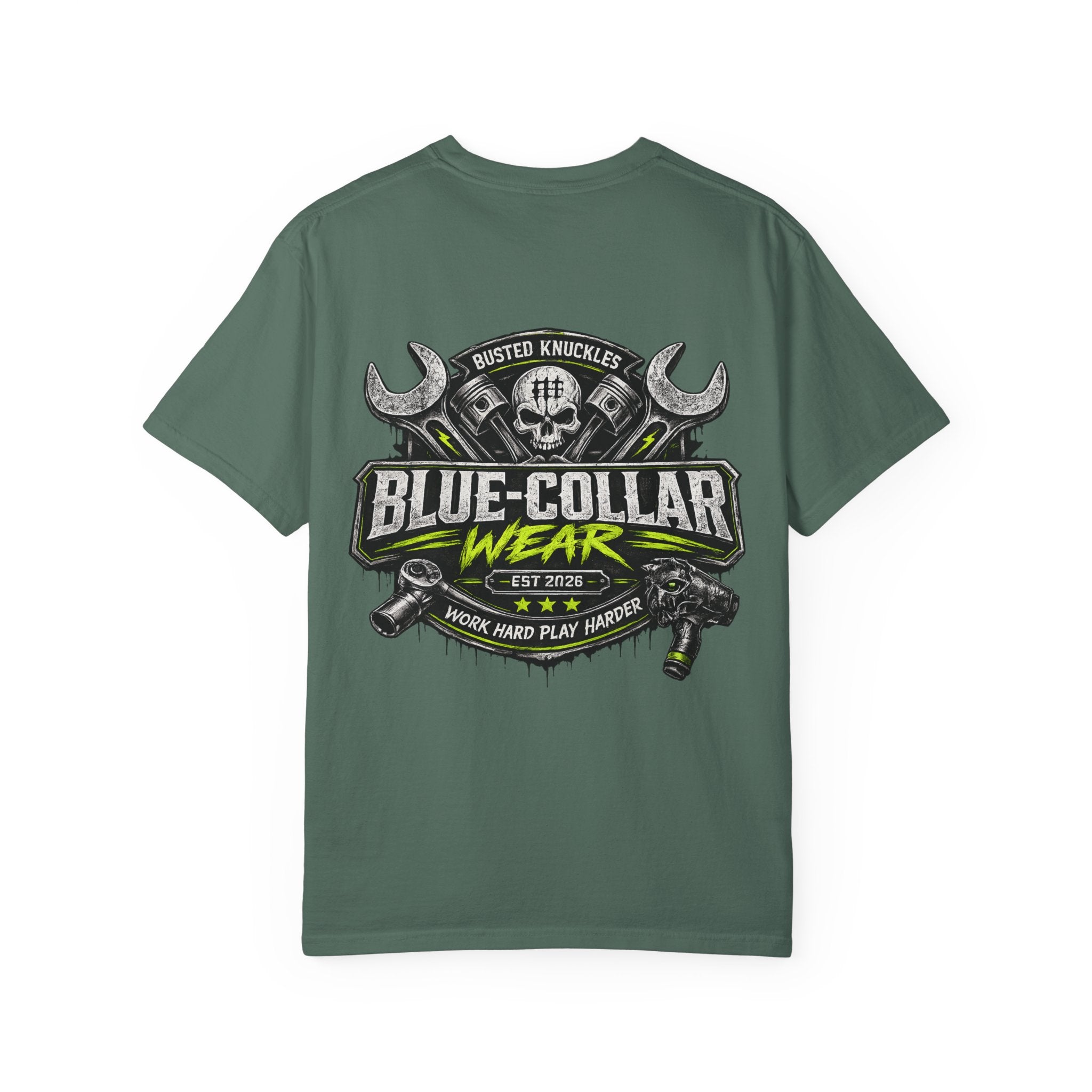 Blue-Collar Wear T-Shirt Mechanic – 'Work Hard Play Harder' Vintage Mechanics Tee