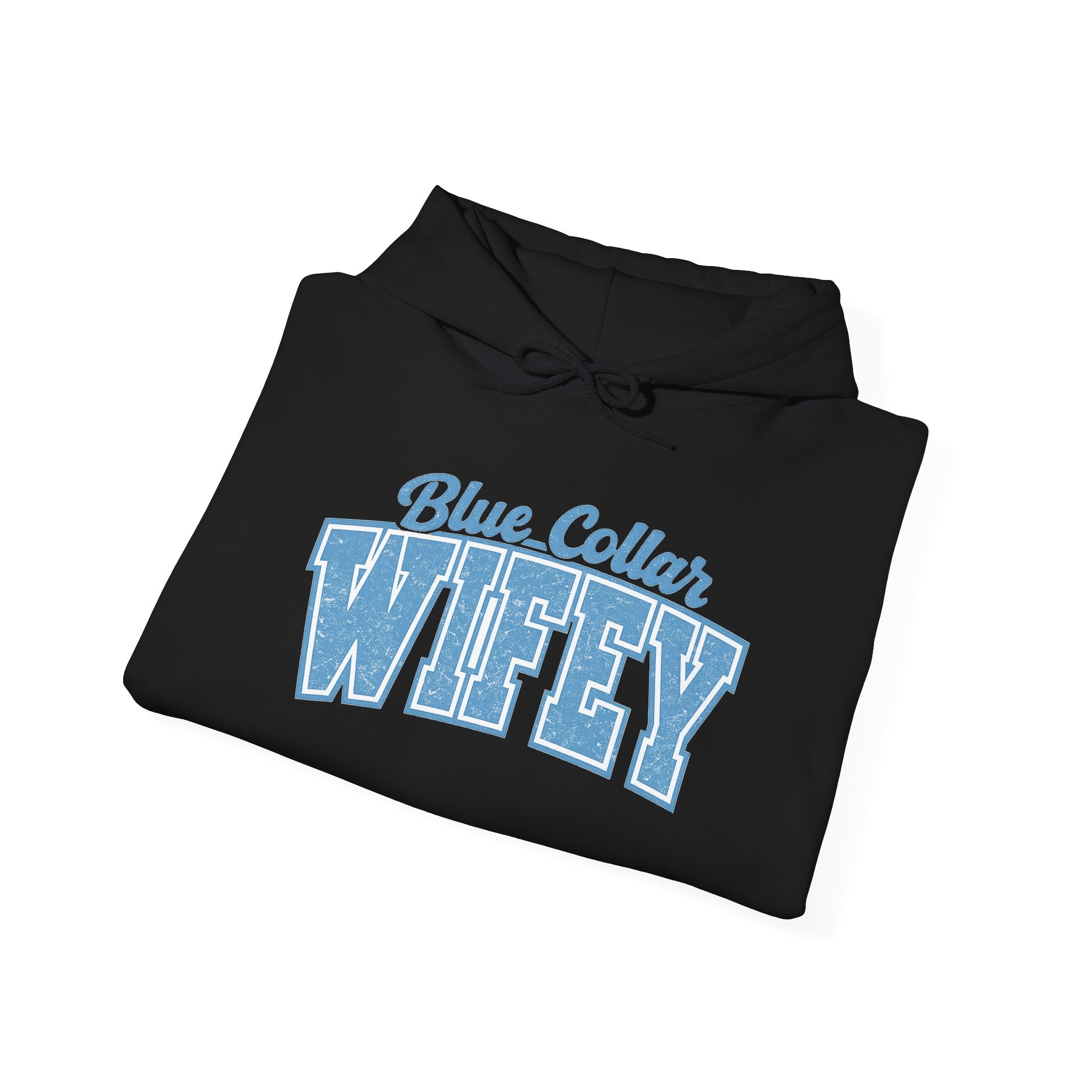 Blue Collar Wifey Hoodie – Retro Varsity Wife Sweatshirt