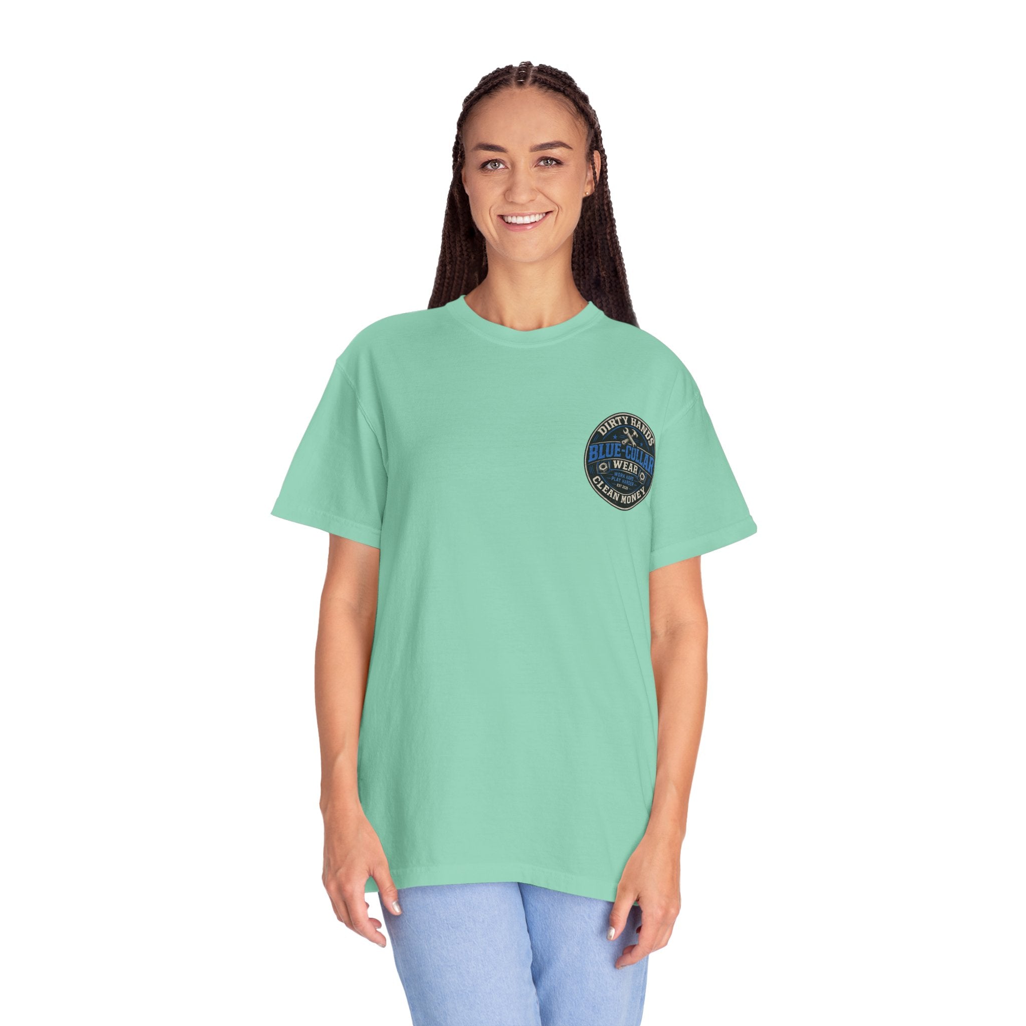Blue-Collar T-Shirt — "Dirty Hands, Clean Money" Workwear Graphic Tee