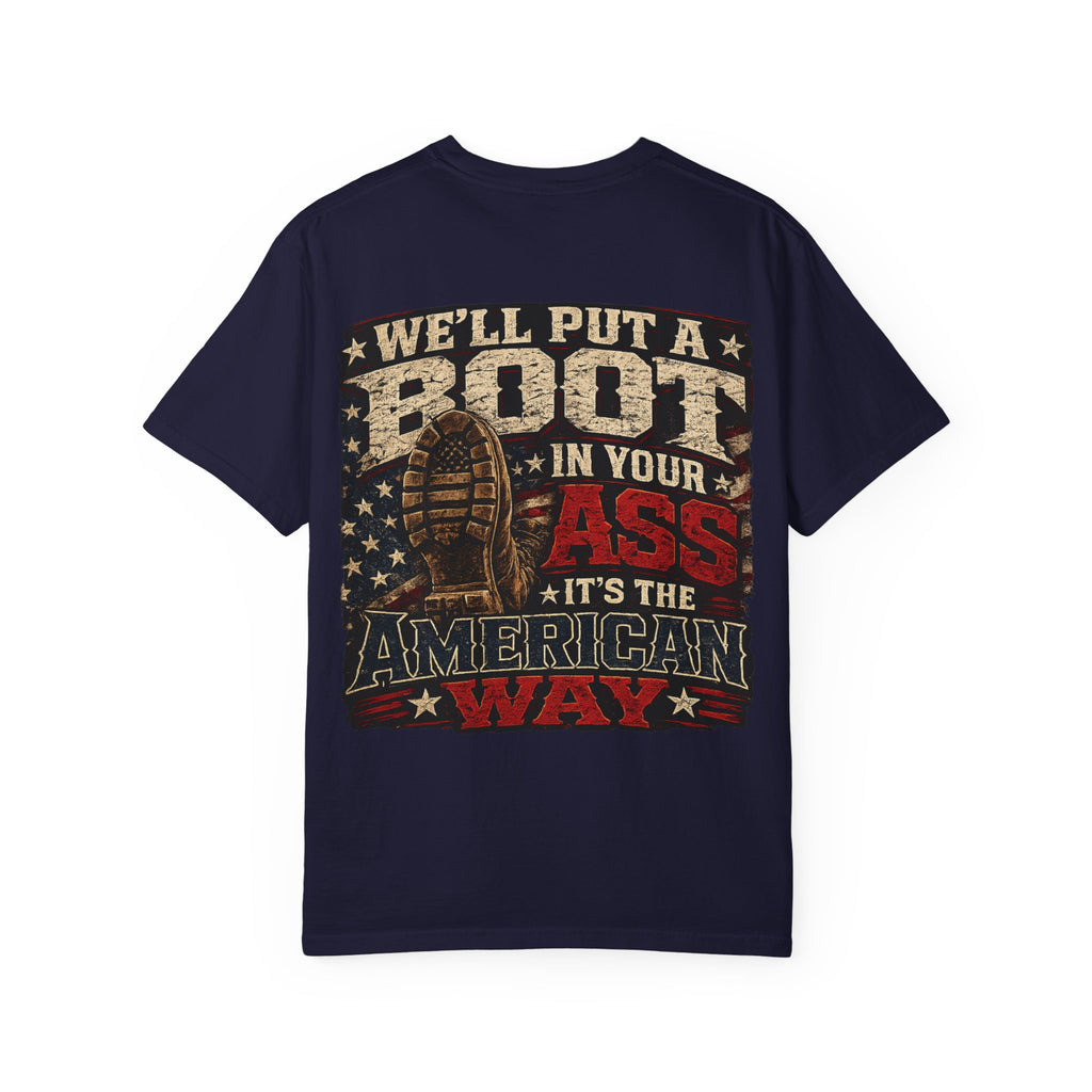American Boot In Your Ass T-Shirt — 'Blue Collar' Patriotic Workwear Tee