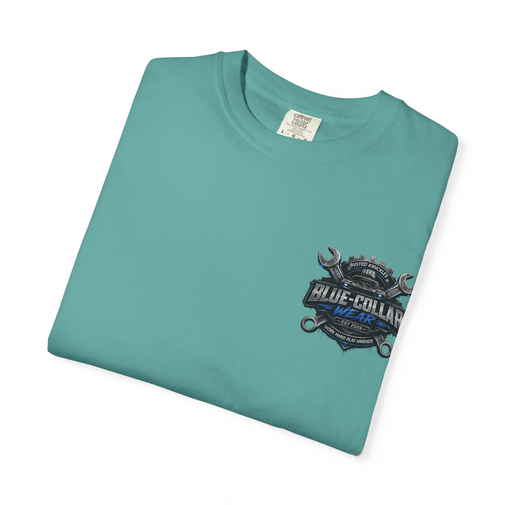 Blue-Collar Wear T-Shirt Mechanic — Busted Knuckles Mechanics Graphic Tee