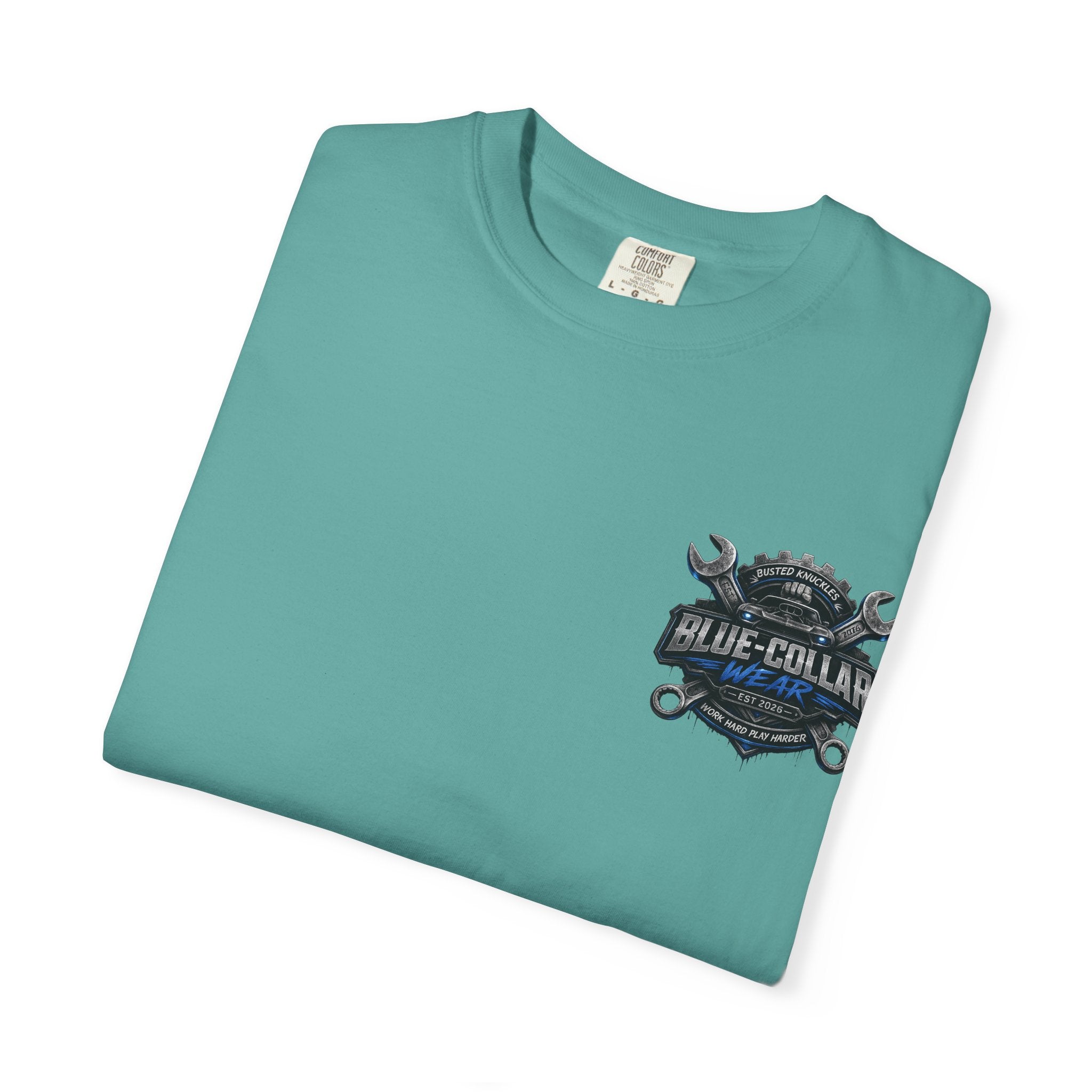 Blue-Collar Wear T-Shirt Mechanic — Busted Knuckles Mechanics Graphic Tee
