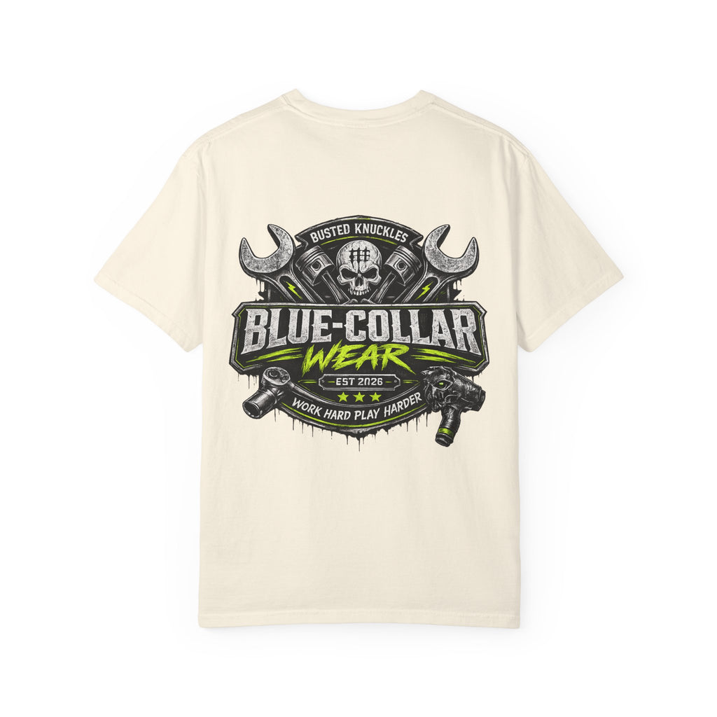 Blue-Collar Wear T-Shirt Mechanic – 'Work Hard Play Harder' Vintage Mechanics Tee