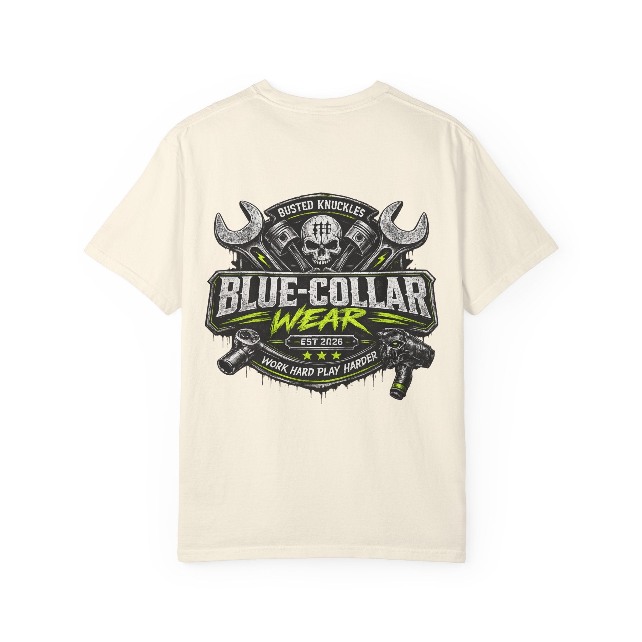 Blue-Collar Wear T-Shirt Mechanic – 'Work Hard Play Harder' Vintage Mechanics Tee