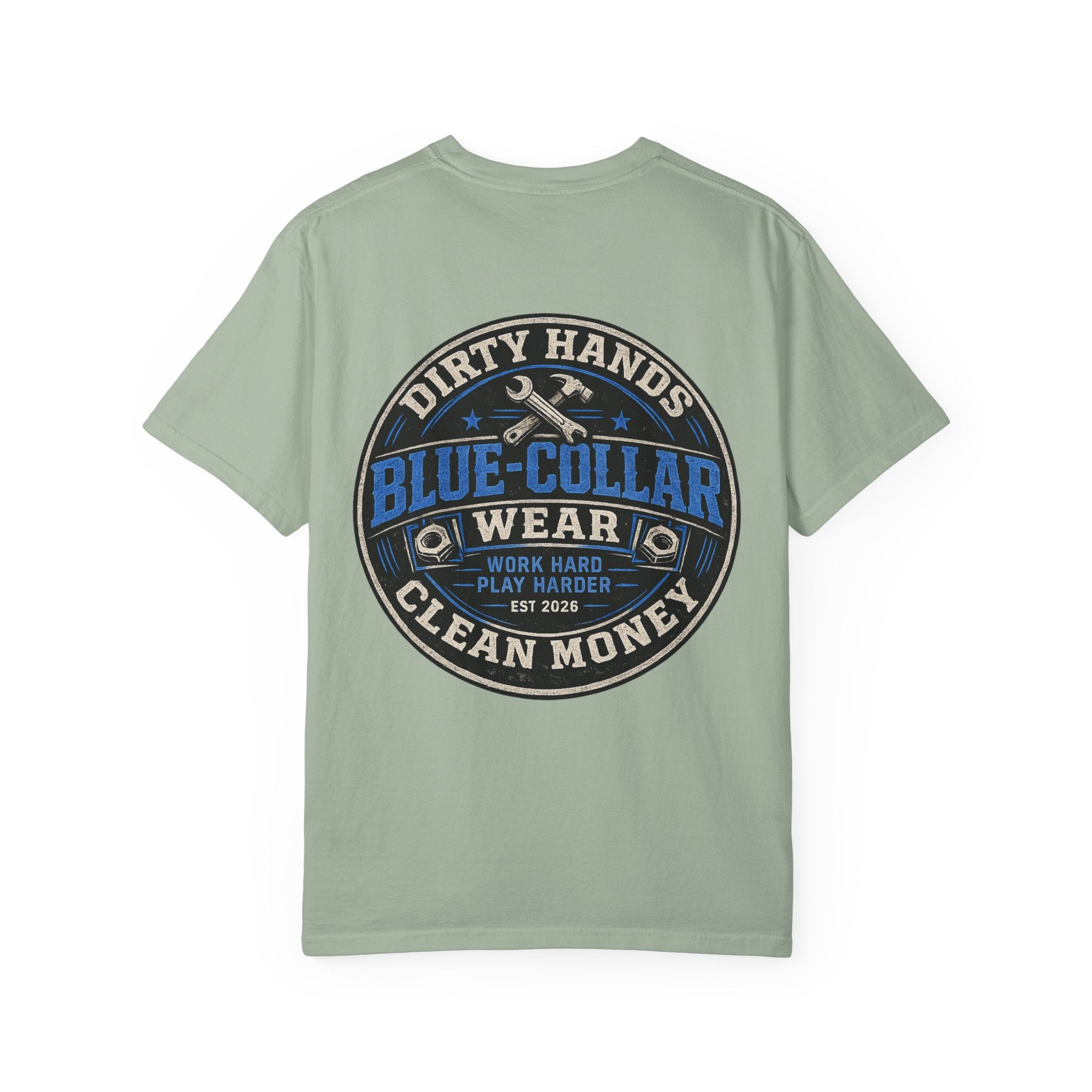 Blue-Collar T-Shirt — "Dirty Hands, Clean Money" Workwear Graphic Tee