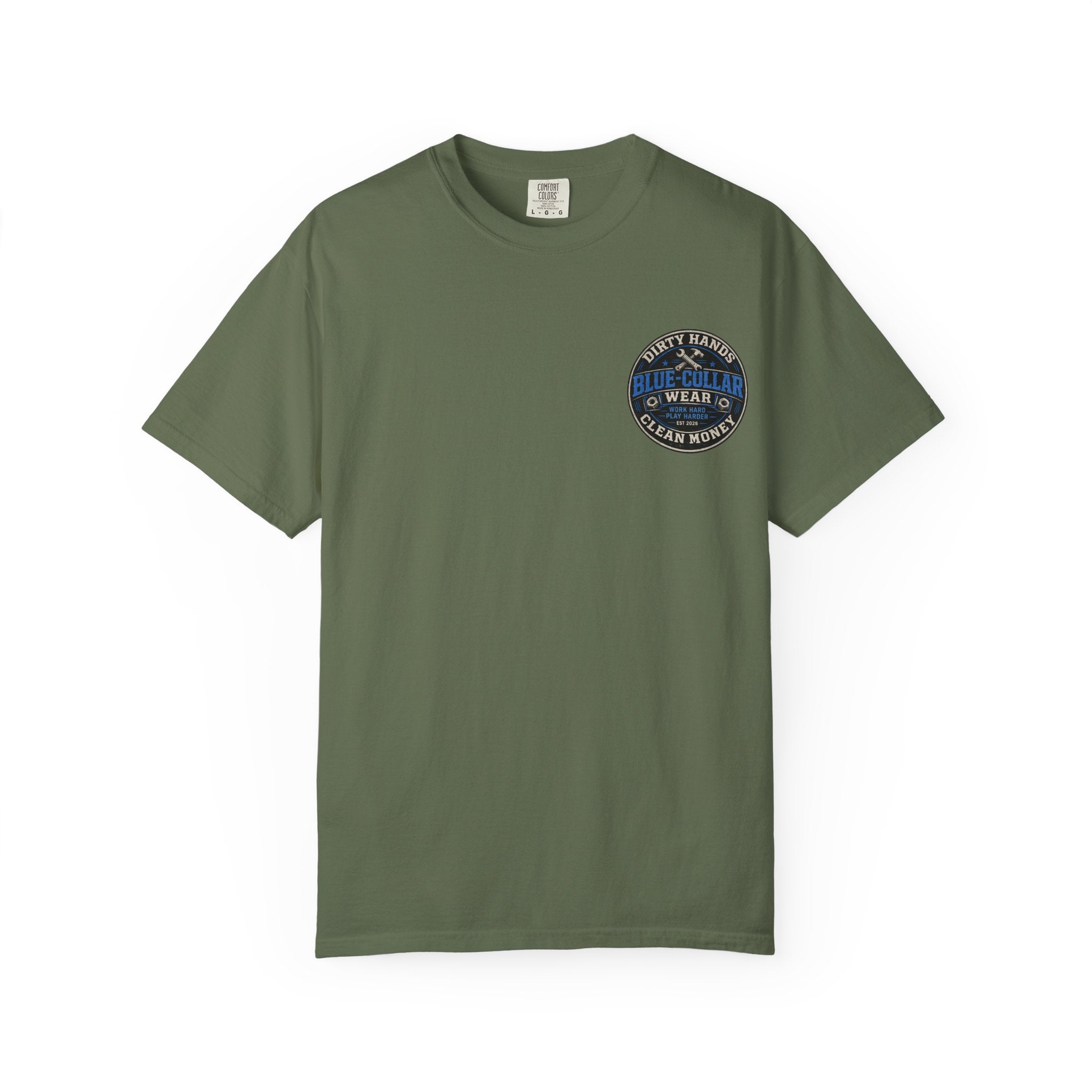 Blue-Collar T-Shirt — "Dirty Hands, Clean Money" Workwear Graphic Tee