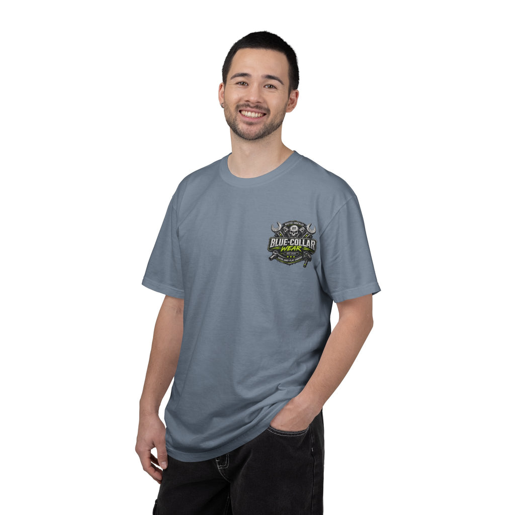 Blue-Collar Wear T-Shirt Mechanic — "Busted Knuckles" Workwear Graphic