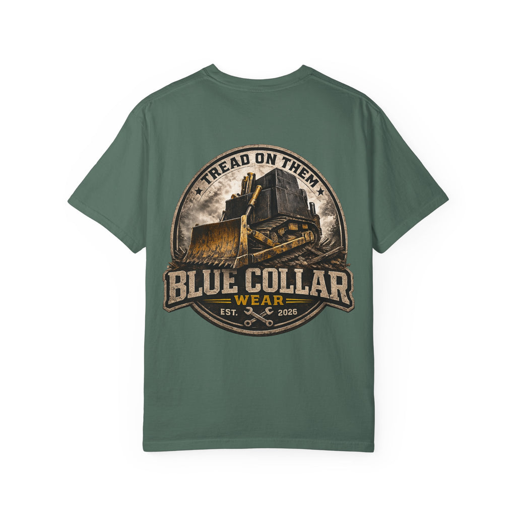 Blue Collar T-Shirt — "Tread On Them" Bulldozer Workwear Tee