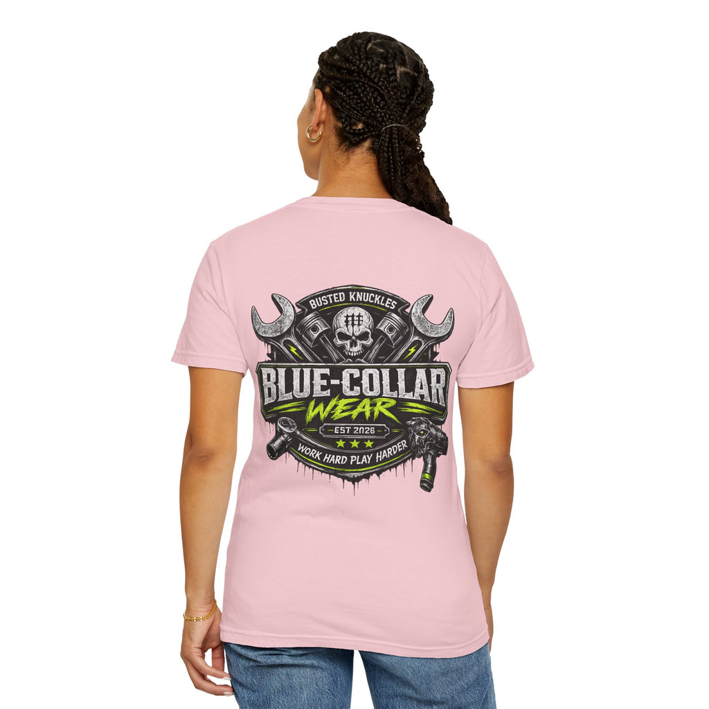 Blue-Collar Wear T-Shirt Mechanic – 'Work Hard Play Harder' Vintage Mechanics Tee