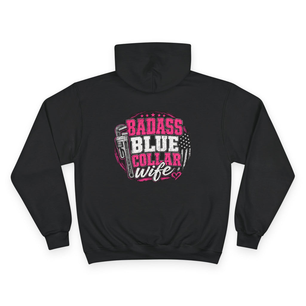 Badass Blue Collar Wife Hoodie — Patriotic Blue-Collar Wife Pullover