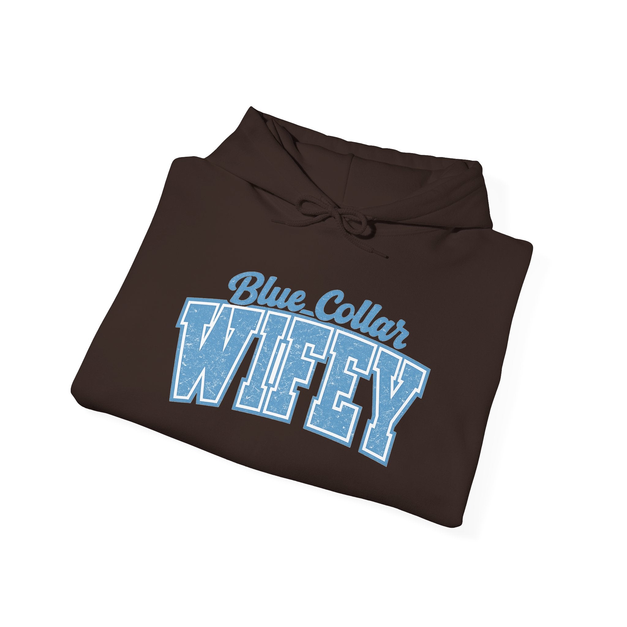 Blue Collar Wifey Hoodie – Retro Varsity Wife Sweatshirt