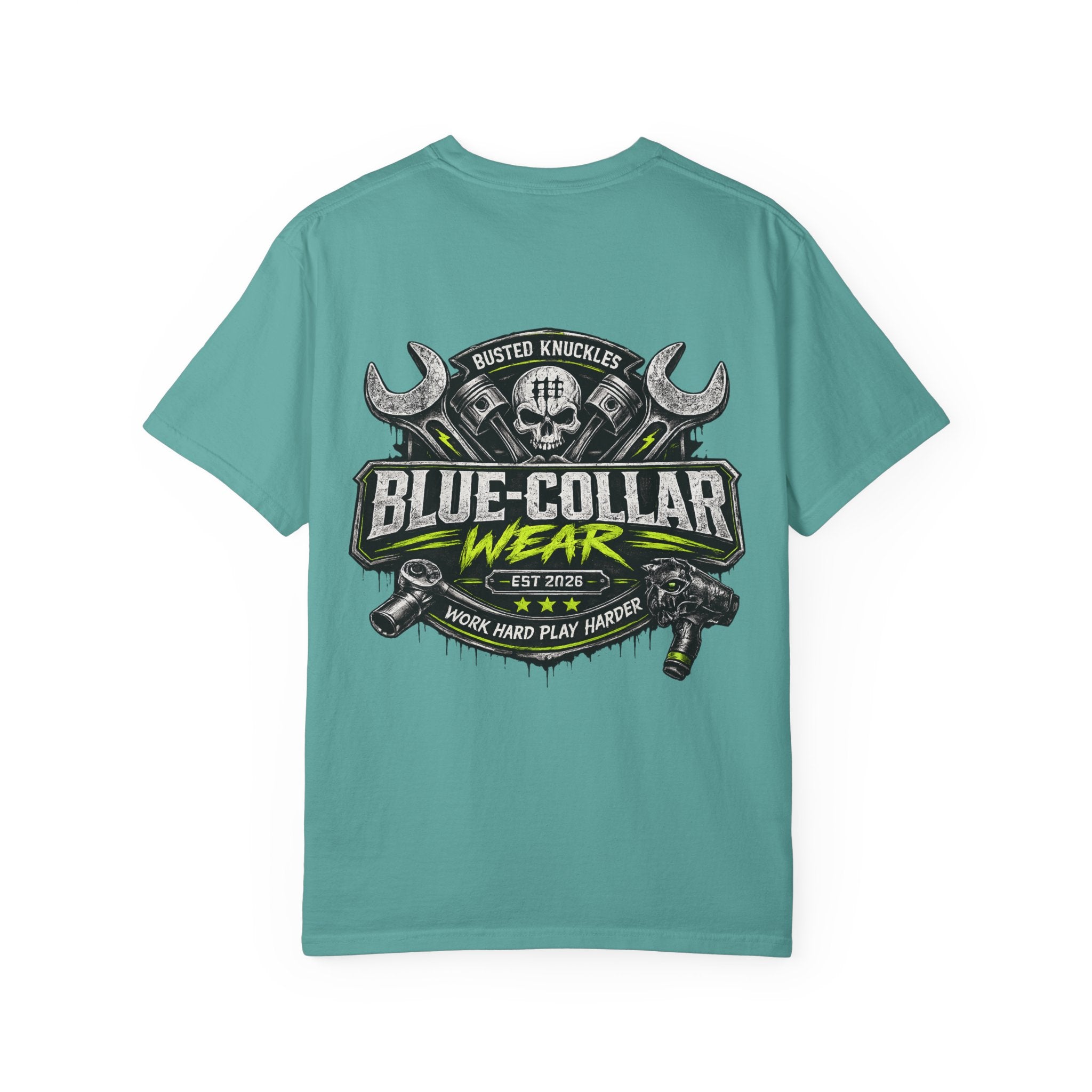 Blue-Collar Wear T-Shirt Mechanic – 'Work Hard Play Harder' Vintage Mechanics Tee