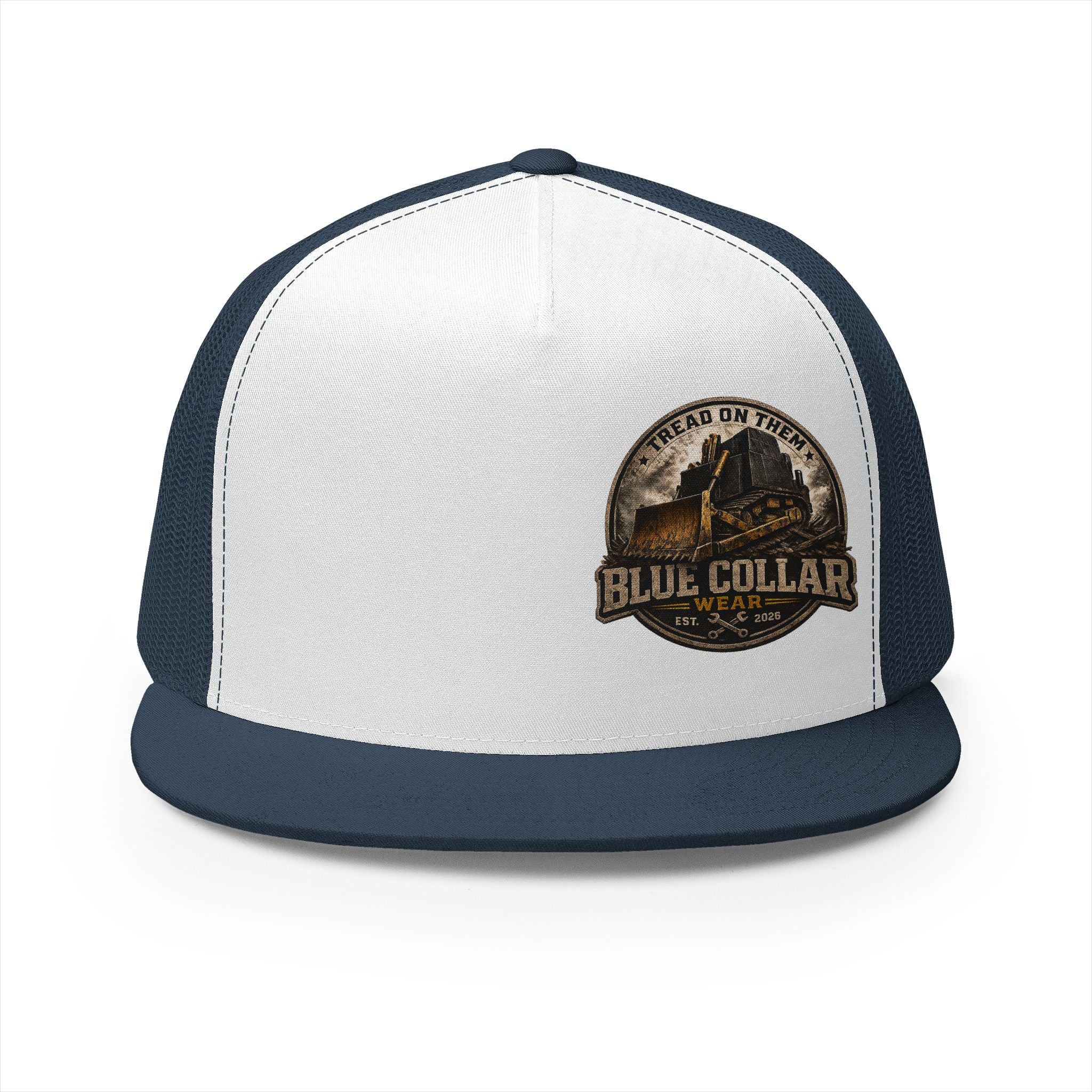 Blue Collar Workwear Trucker Cap — Lead On Team Vintage Construction Logo