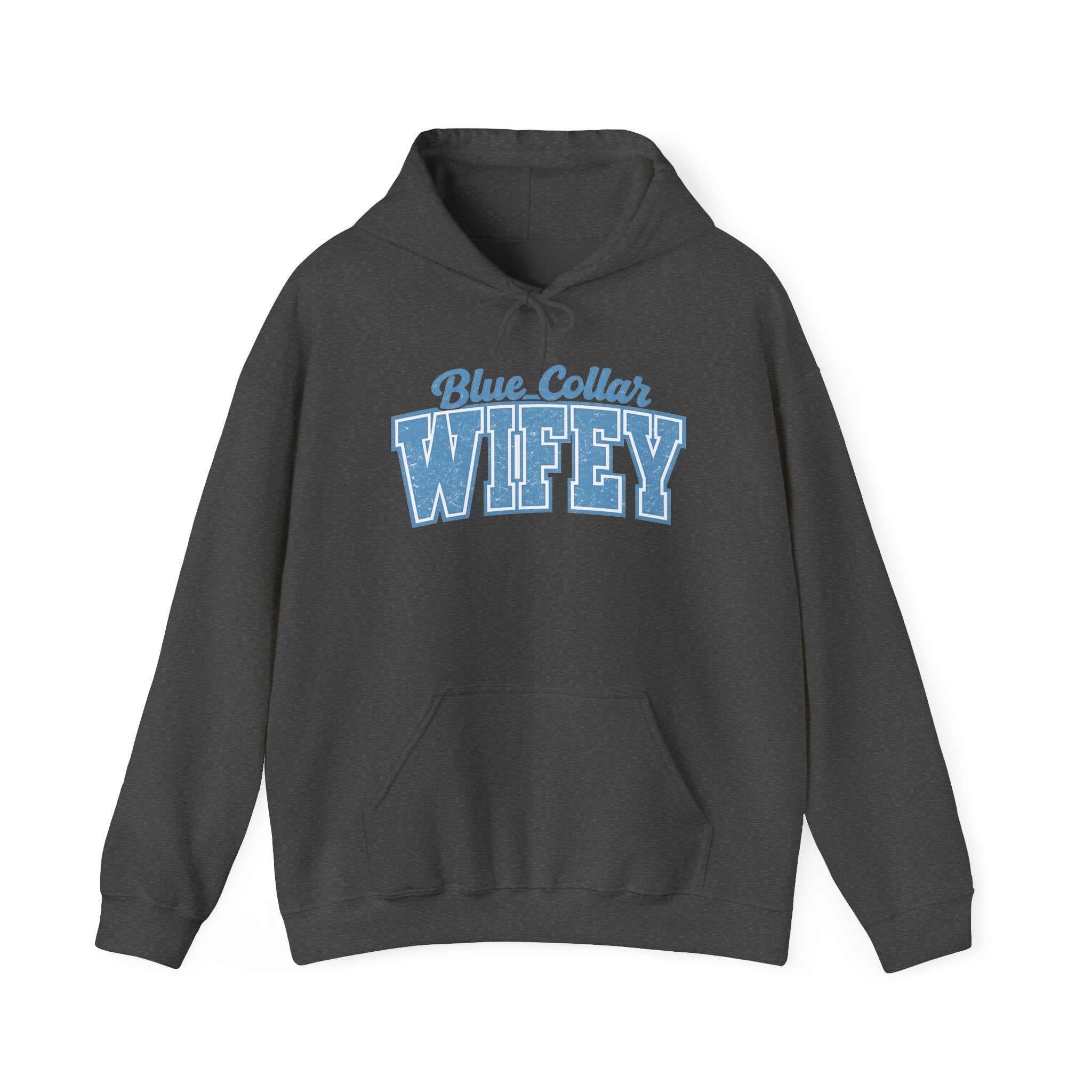 Blue Collar Wifey Hoodie – Retro Varsity Wife Sweatshirt