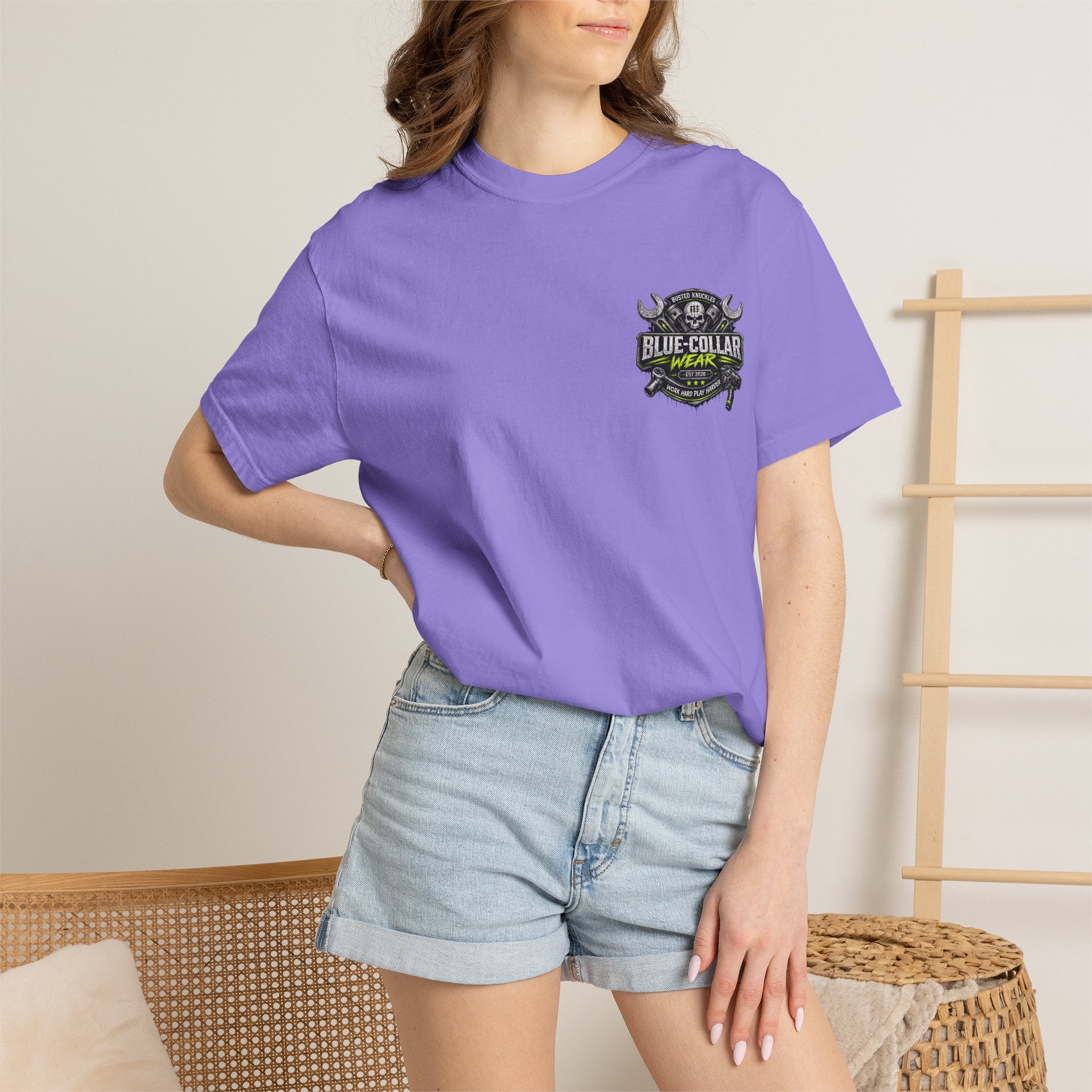 Blue-Collar Wear T-Shirt Mechanic — "Busted Knuckles" Workwear Graphic