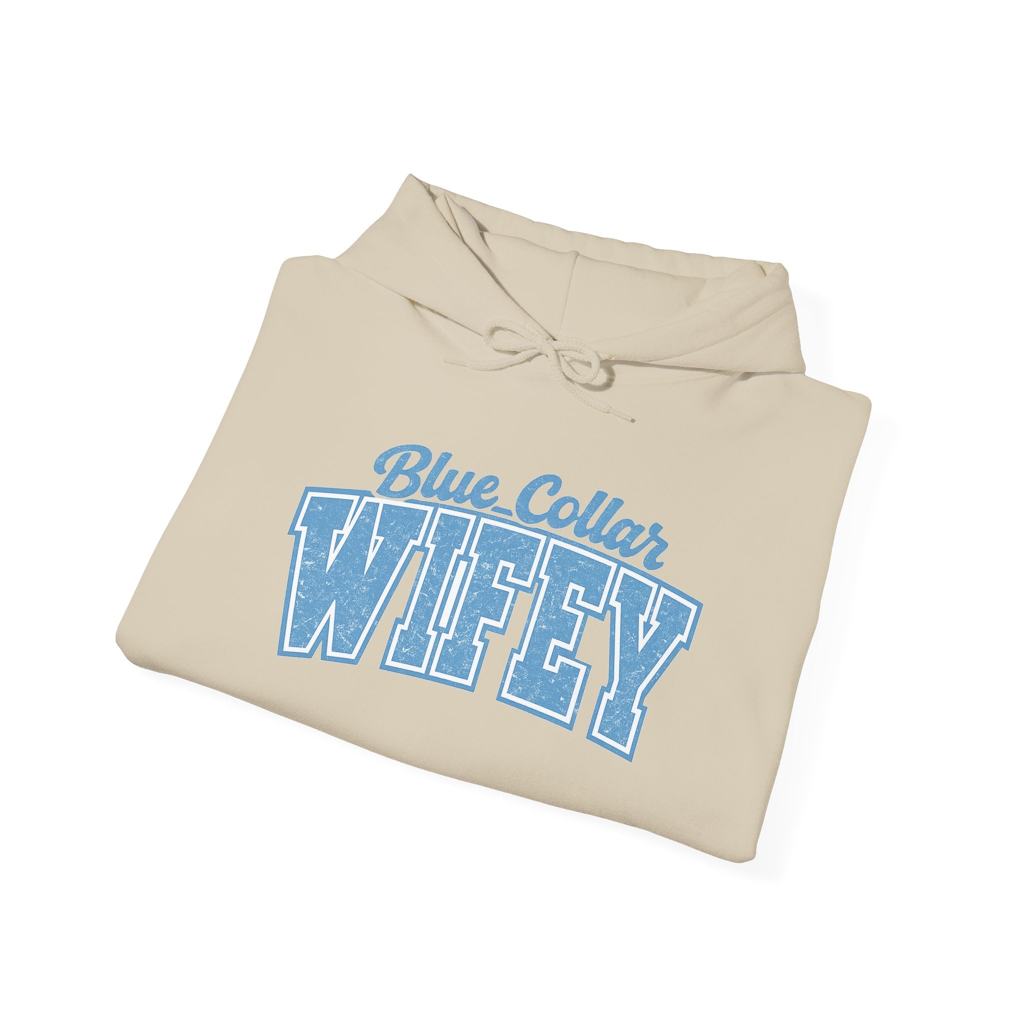 Blue Collar Wifey Hoodie – Retro Varsity Wife Sweatshirt