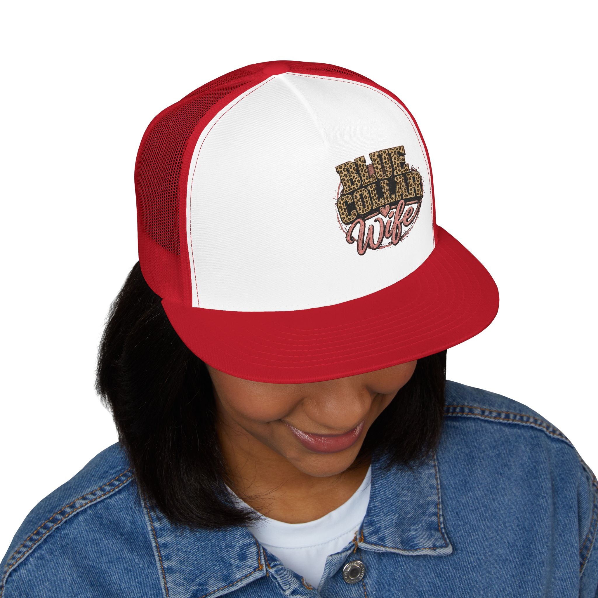 Blue Collar Wife Trucker Cap – Leopard Print Workwife Snapback