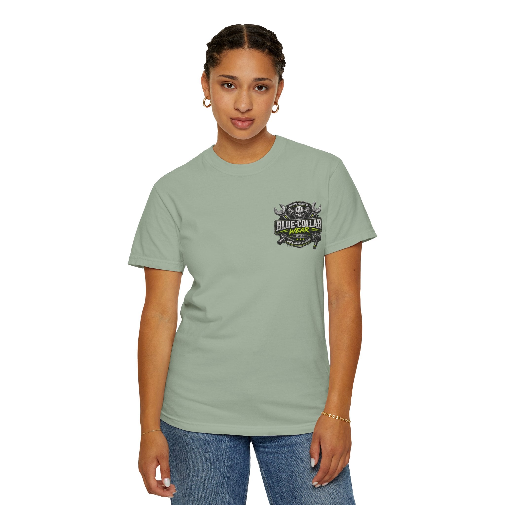 Blue-Collar Wear T-Shirt Mechanic — "Busted Knuckles" Workwear Graphic
