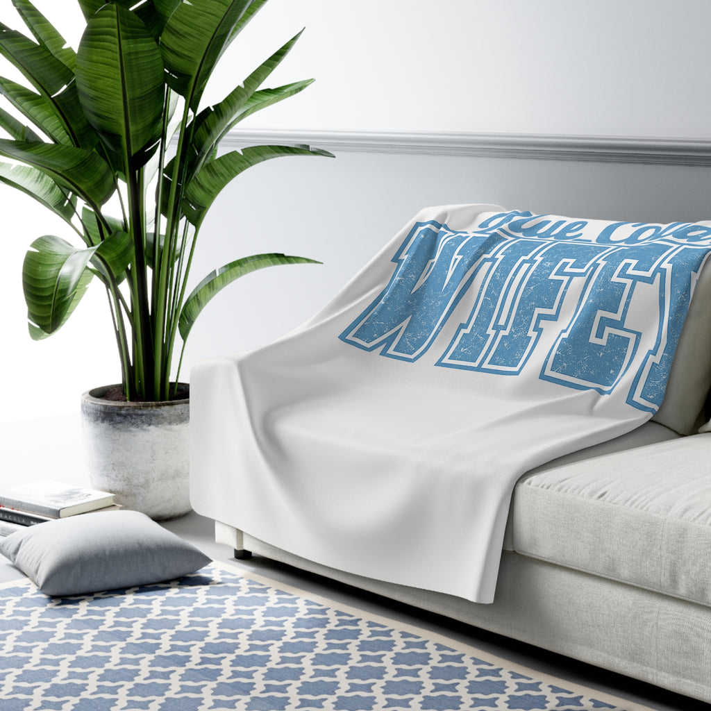 Blue Collar Wifey Sherpa Fleece Blanket — Cozy Gift for Wife, Mother’s Day & Anniversary