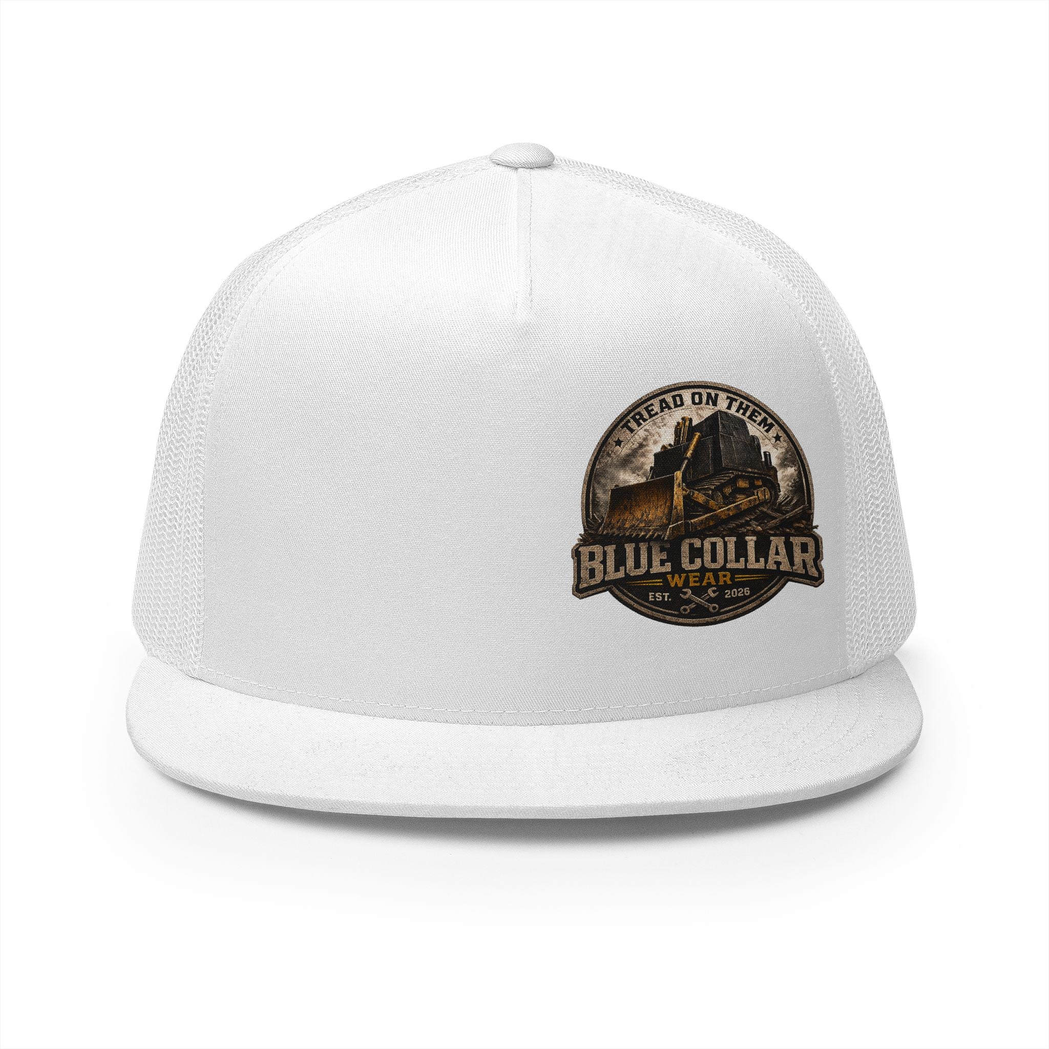 Blue Collar Workwear Trucker Cap — Lead On Team Vintage Construction Logo