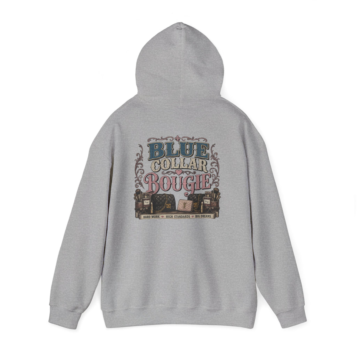 Blue Collar Bougie Hoodie — Rustic Workwear Graphic Pullover